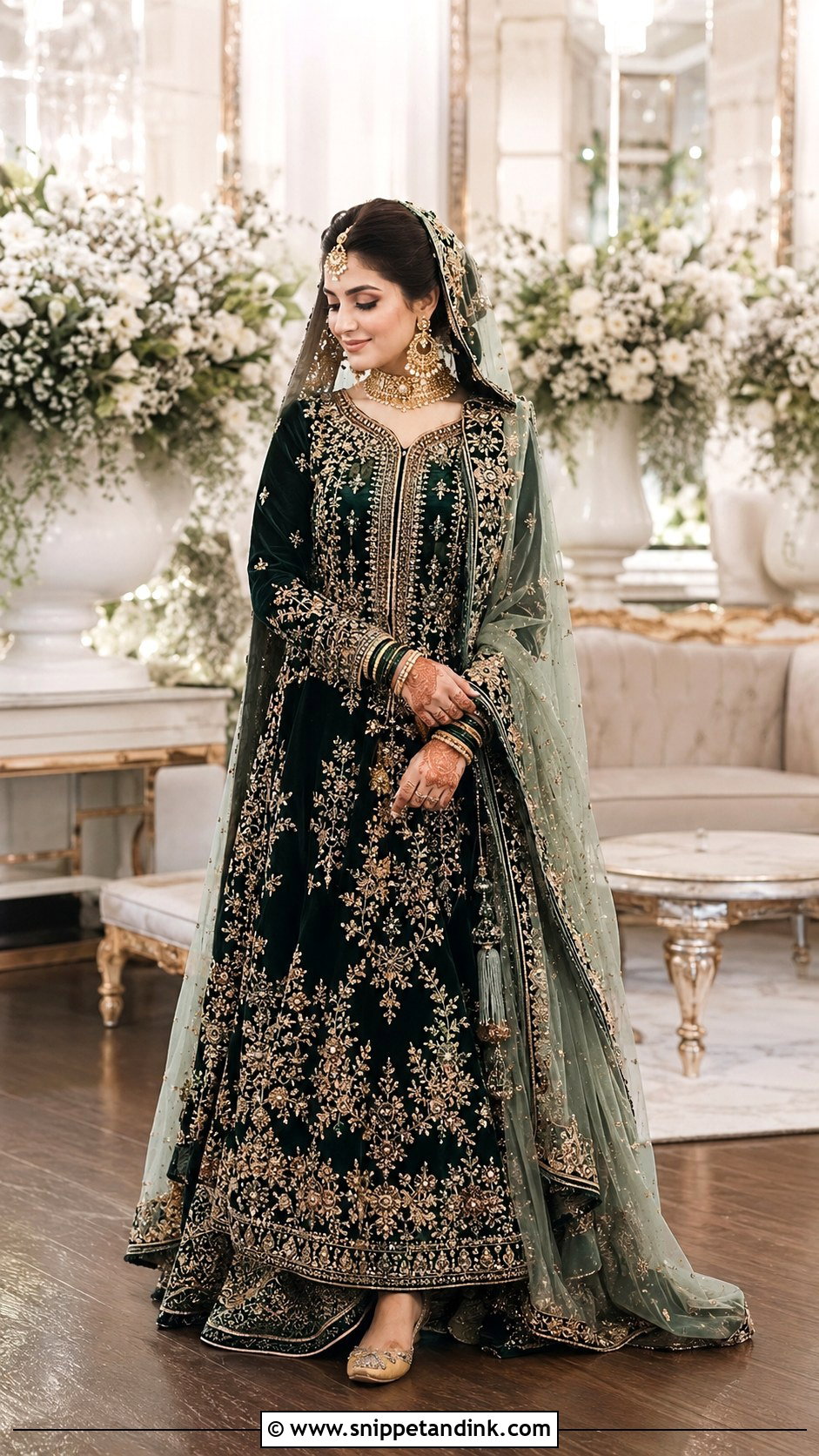 Pakistani Bridal Velvet Lehenga - Snippet and Ink - 30 Pakistani Bridal Look Ideas