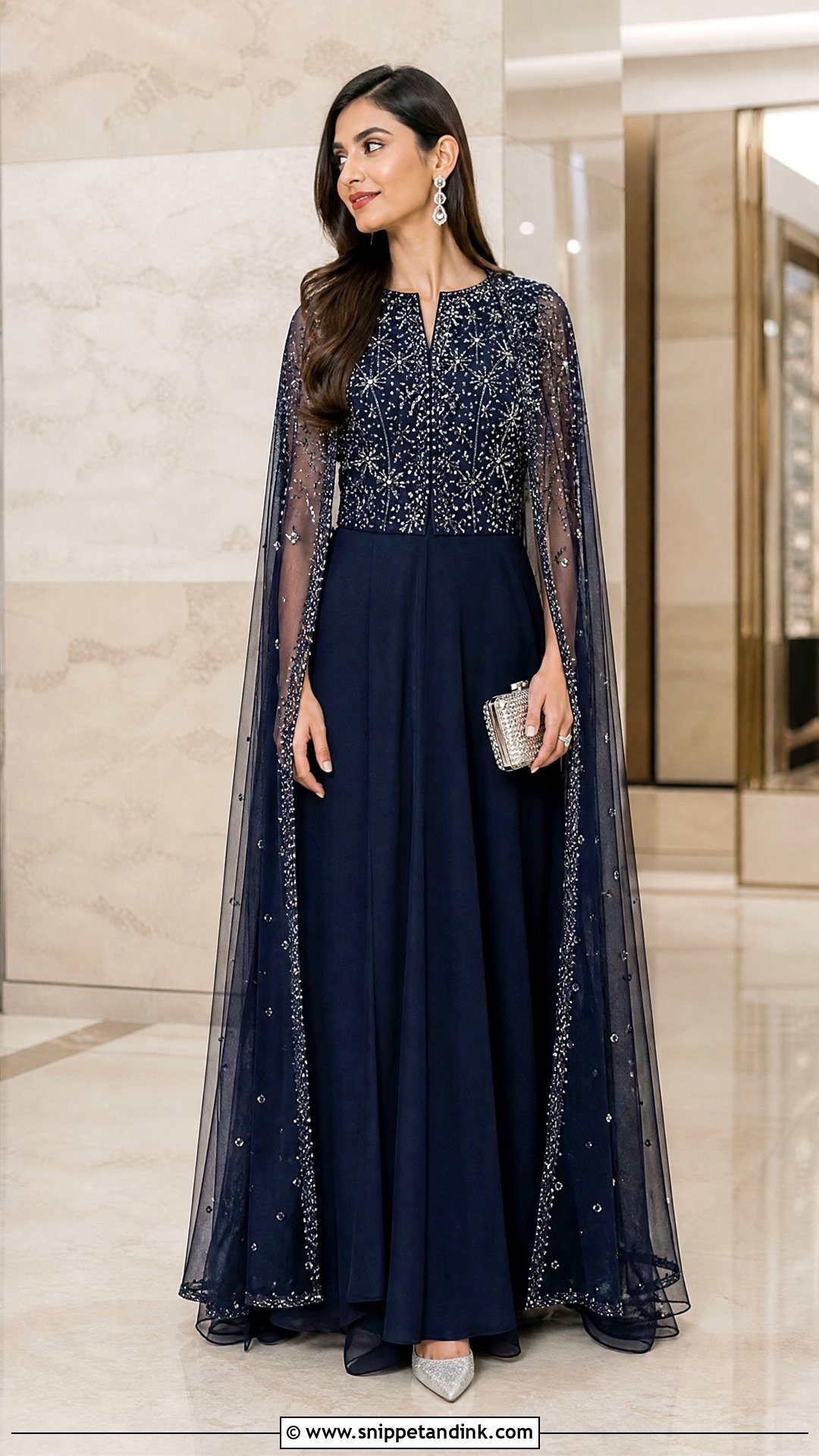 Pakistani Cape Gown With Embellished Bodice - Snippet and Ink - 20 Pakistani Gown Ideas