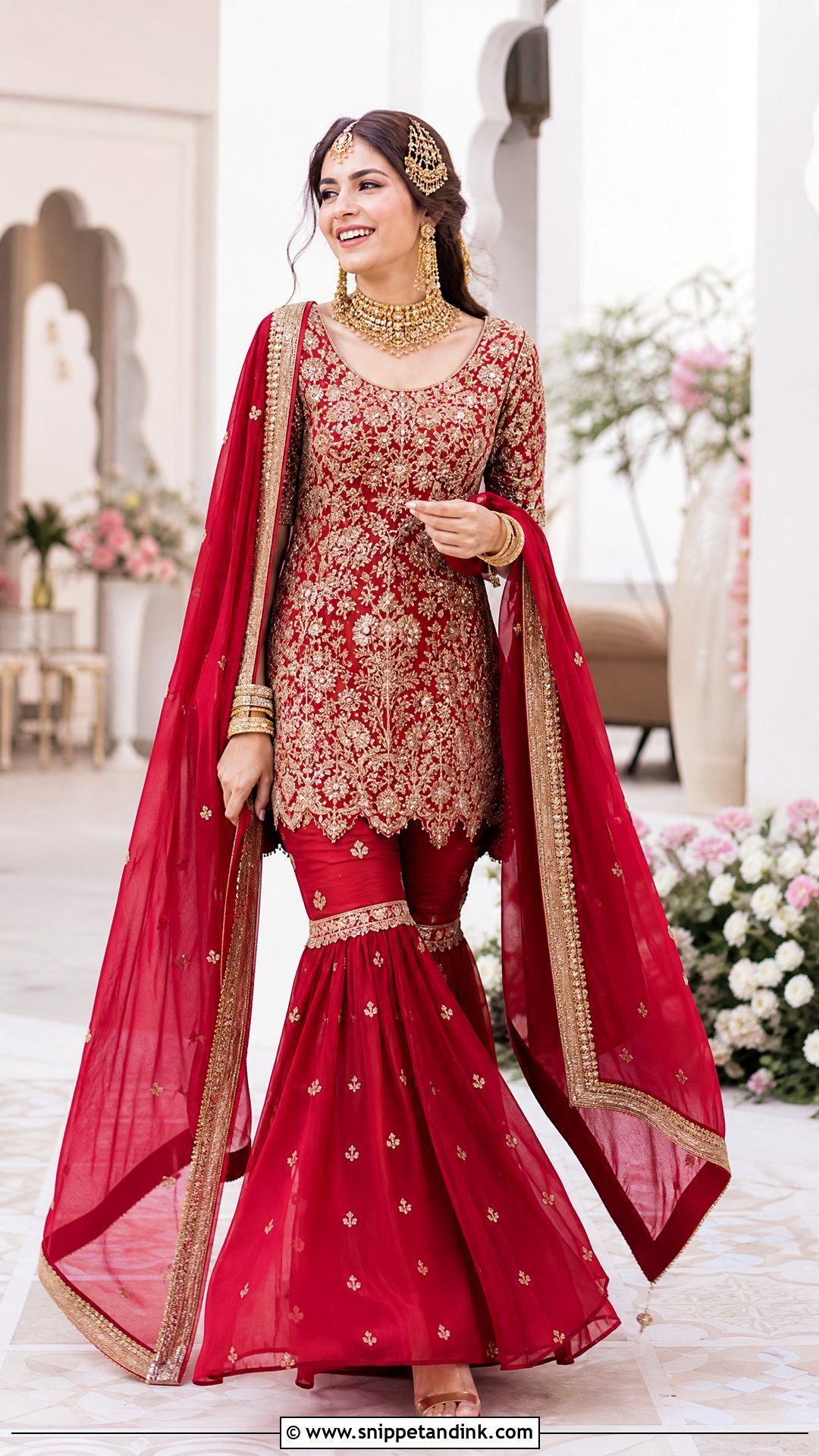 Pakistani Crimson Bridal Sharara - Snippet and Ink - 20 Red Bridal Dress Pakistani Pakistan Ideas