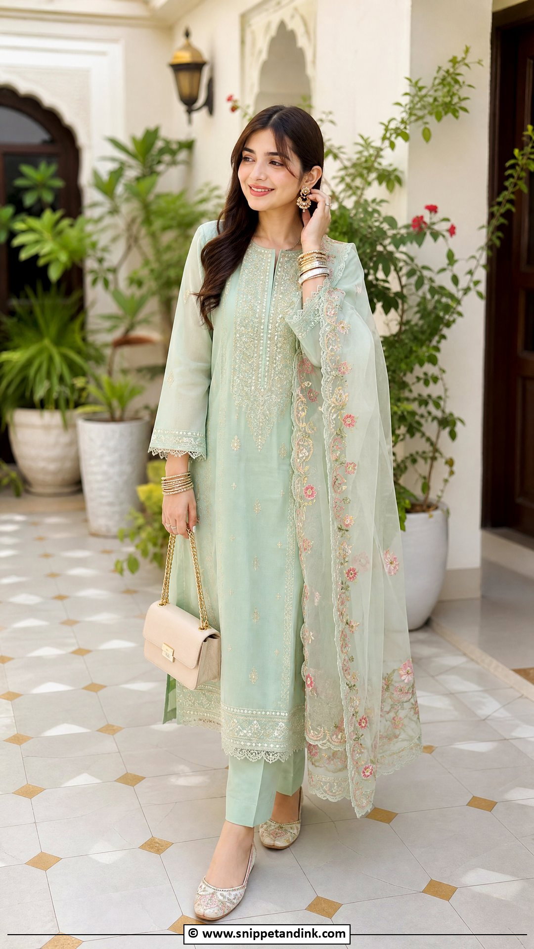 Pakistani Eid Dress With Embroidered Dupatta - Snippet and Ink - 35 Beautiful Pakistani Dresses