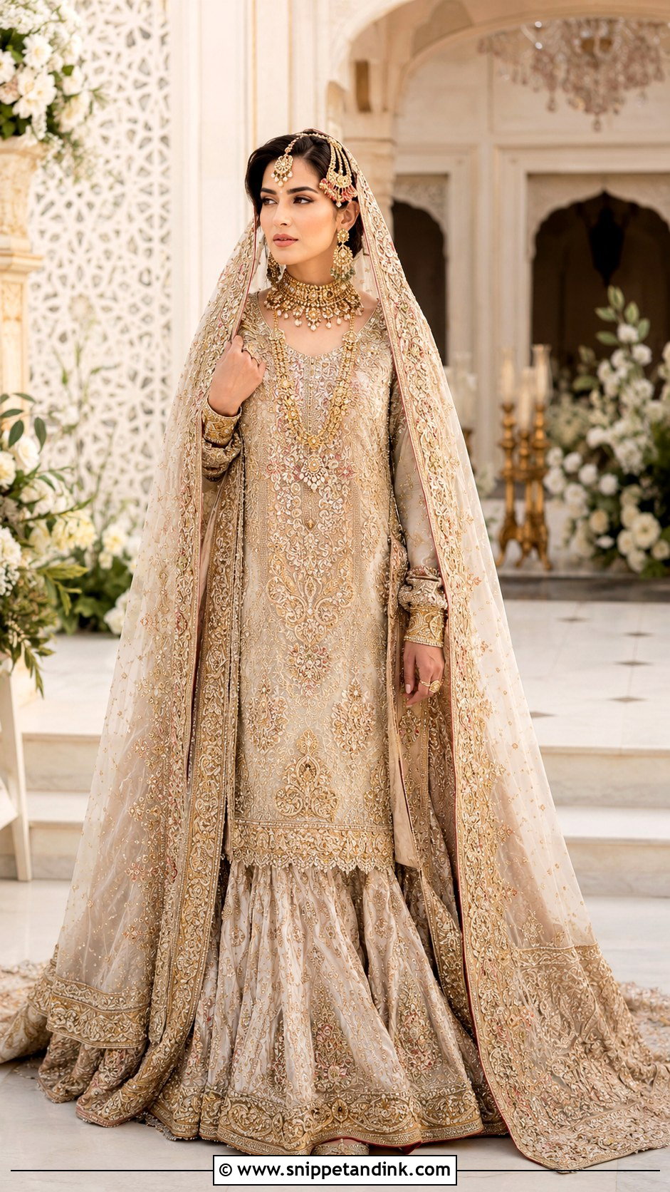 Pakistani Farshi Gharara Bridal Look - Snippet and Ink - 30 Pakistani Bridal Look Ideas