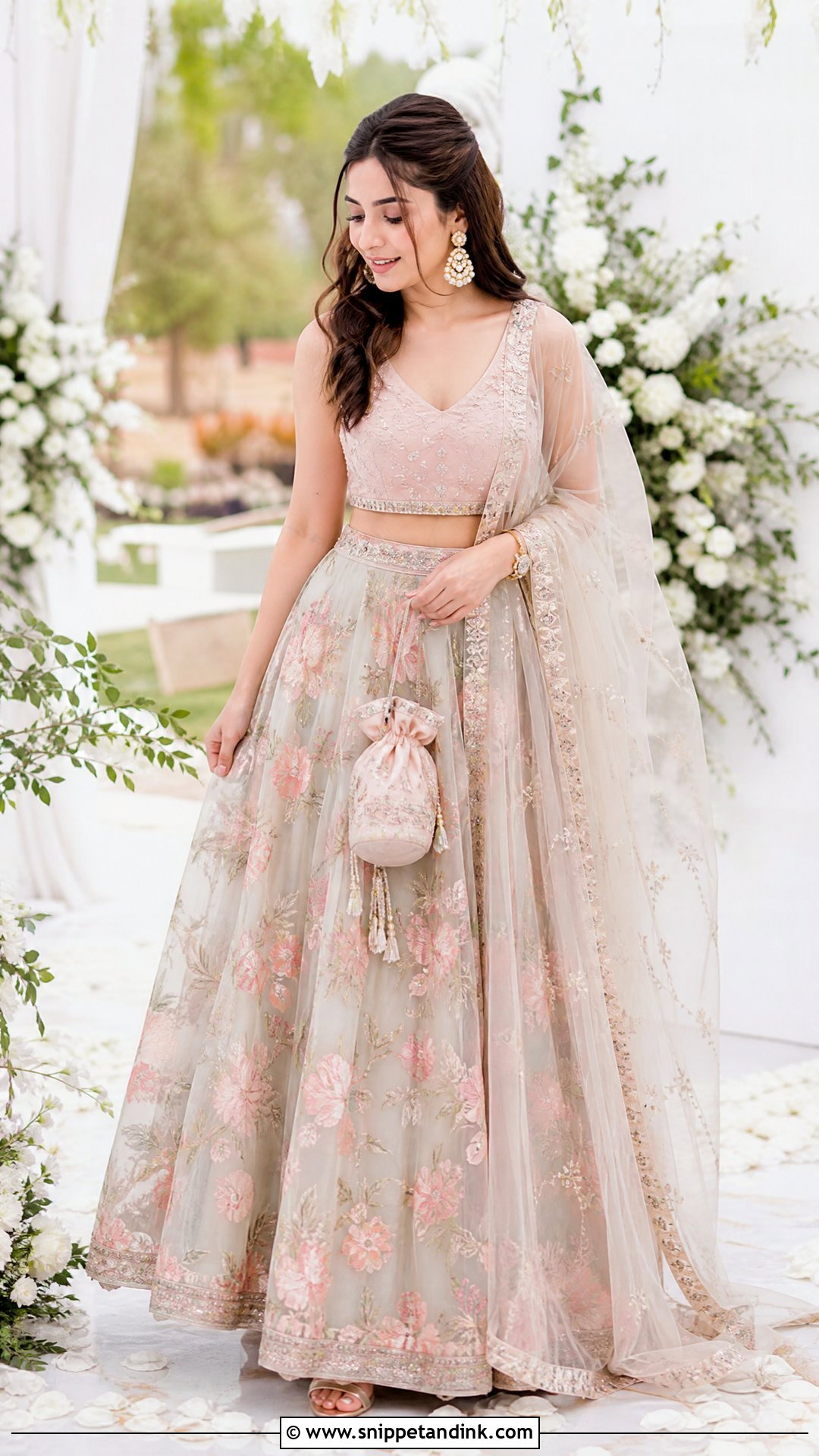 Pakistani Floral Organza Lehenga Outfit - Snippet and Ink - 20 Pakistan Wedding Dress Sister Ideas