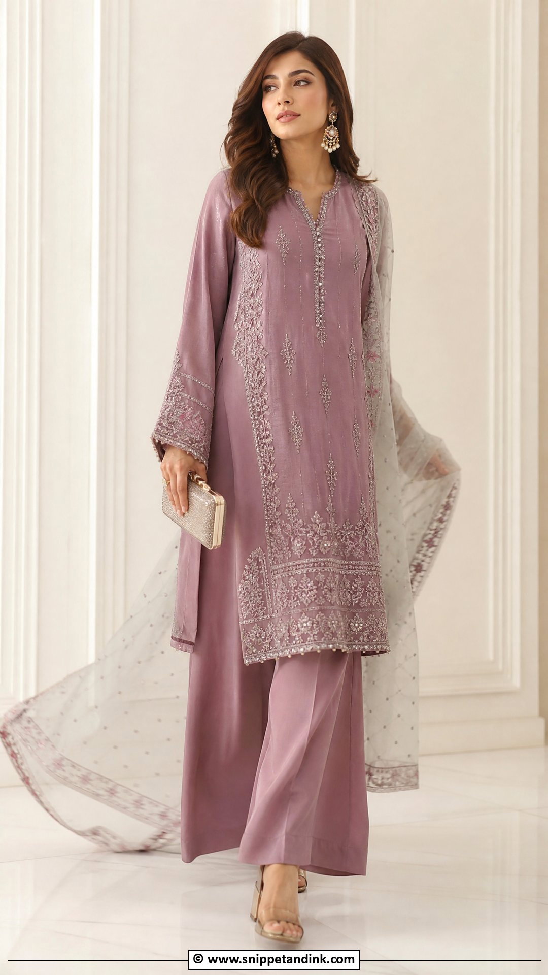 Pakistani Formal Shirt With Palazzo Pants - Snippet and Ink - 35 Beautiful Pakistani Dresses