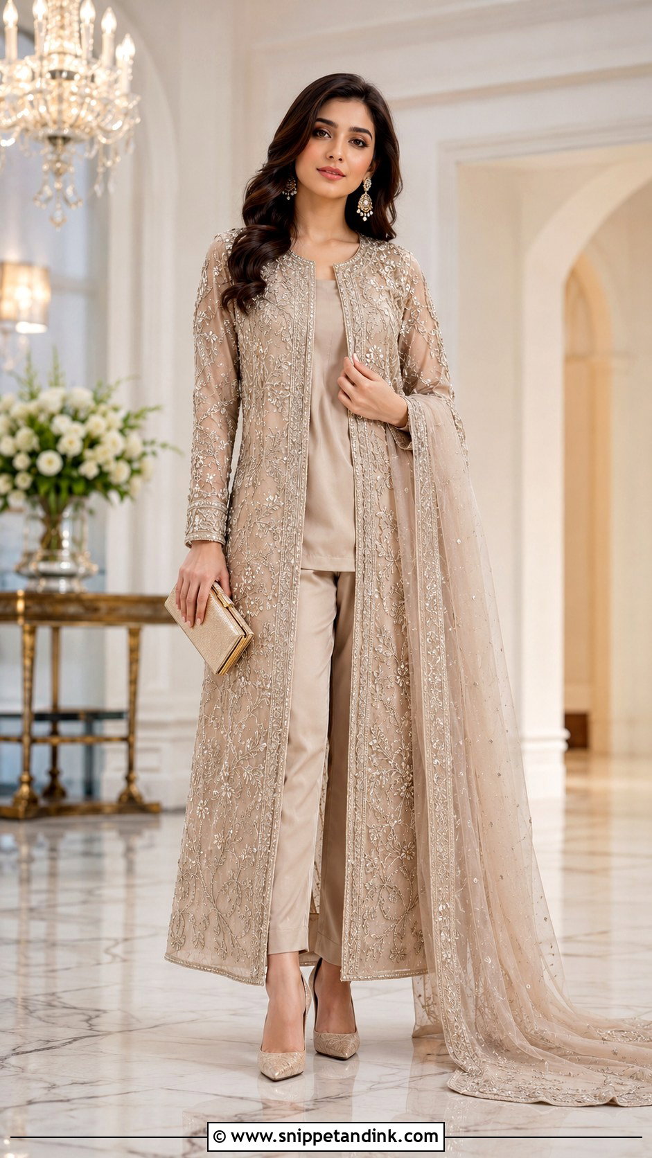 Pakistani Front Open Gown Dress - Snippet and Ink - 25 Pakistani Party Wear Wedding Dresses