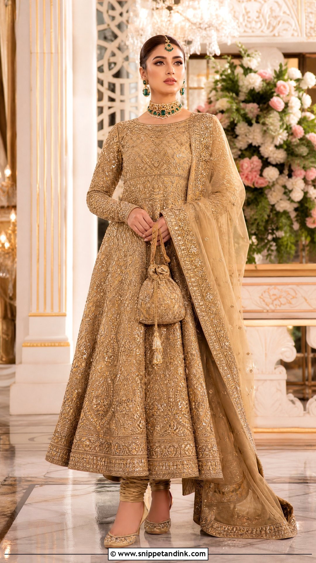 Pakistani Gold Bridal Pishwas - Snippet and Ink - 20 Wedding Dresses in Pakistan