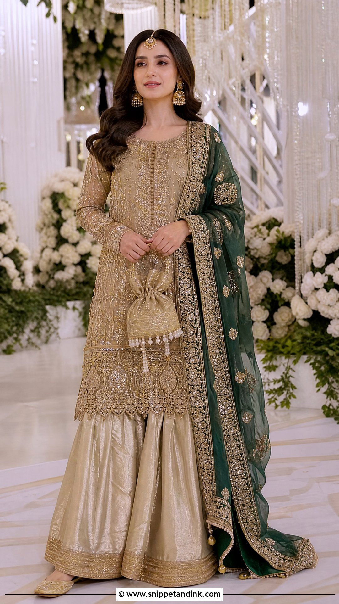 Pakistani Gold Tissue Gharara Outfit - Snippet and Ink - 20 Pakistan Wedding Dress Sister Ideas