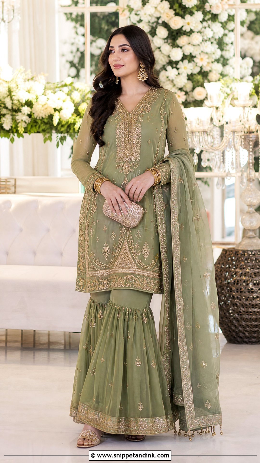 Pakistani Green Gharara Wedding Outfit - Snippet and Ink - 20 Pakistan Wedding Dress Sister Ideas