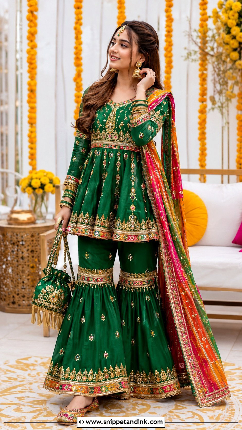 Pakistani Green Mehndi Dress - Snippet and Ink - 25 Pakistani Party Wear Wedding Dresses