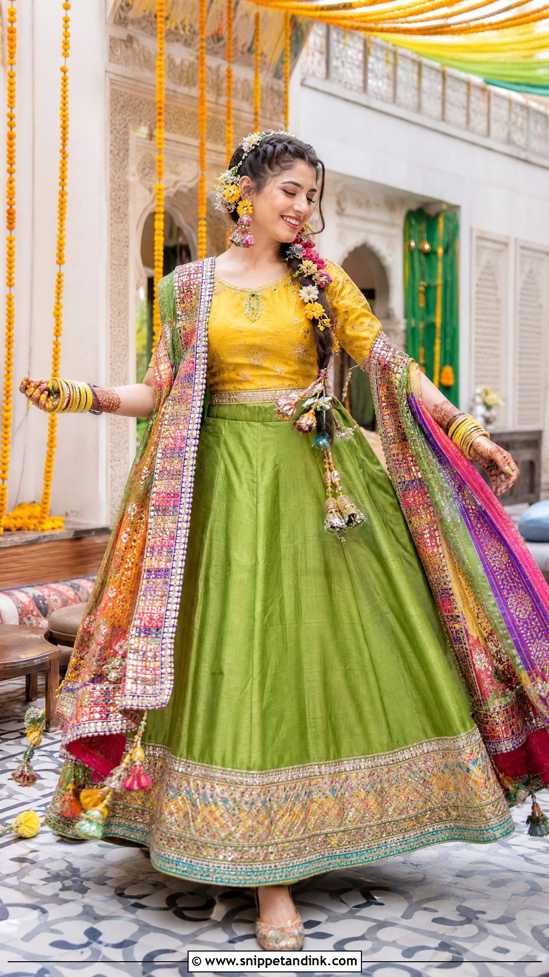 Pakistani Green Mehndi Lehenga - Snippet and Ink - 20 Wedding Dresses in Pakistan