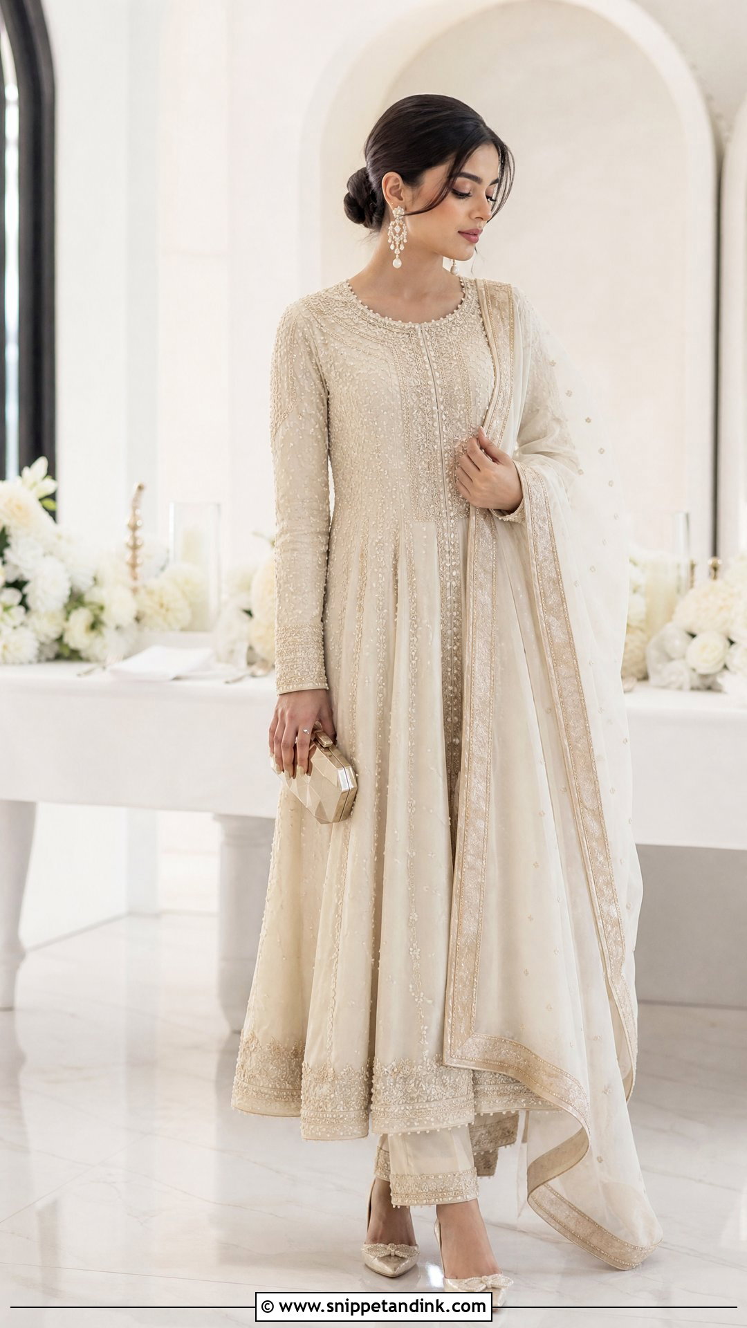 Pakistani Ivory Anarkali Nikkah Outfit - Snippet and Ink - 20 Pakistan Wedding Dress Sister Ideas