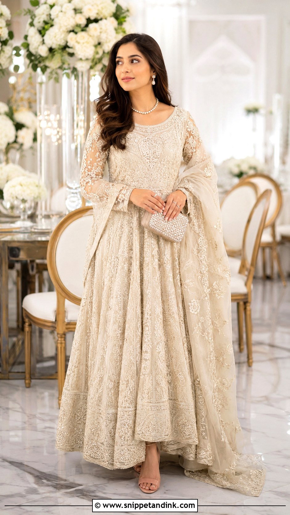 Pakistani Ivory Embroidered Dress - Snippet and Ink - 25 Pakistani Party Wear Wedding Dresses