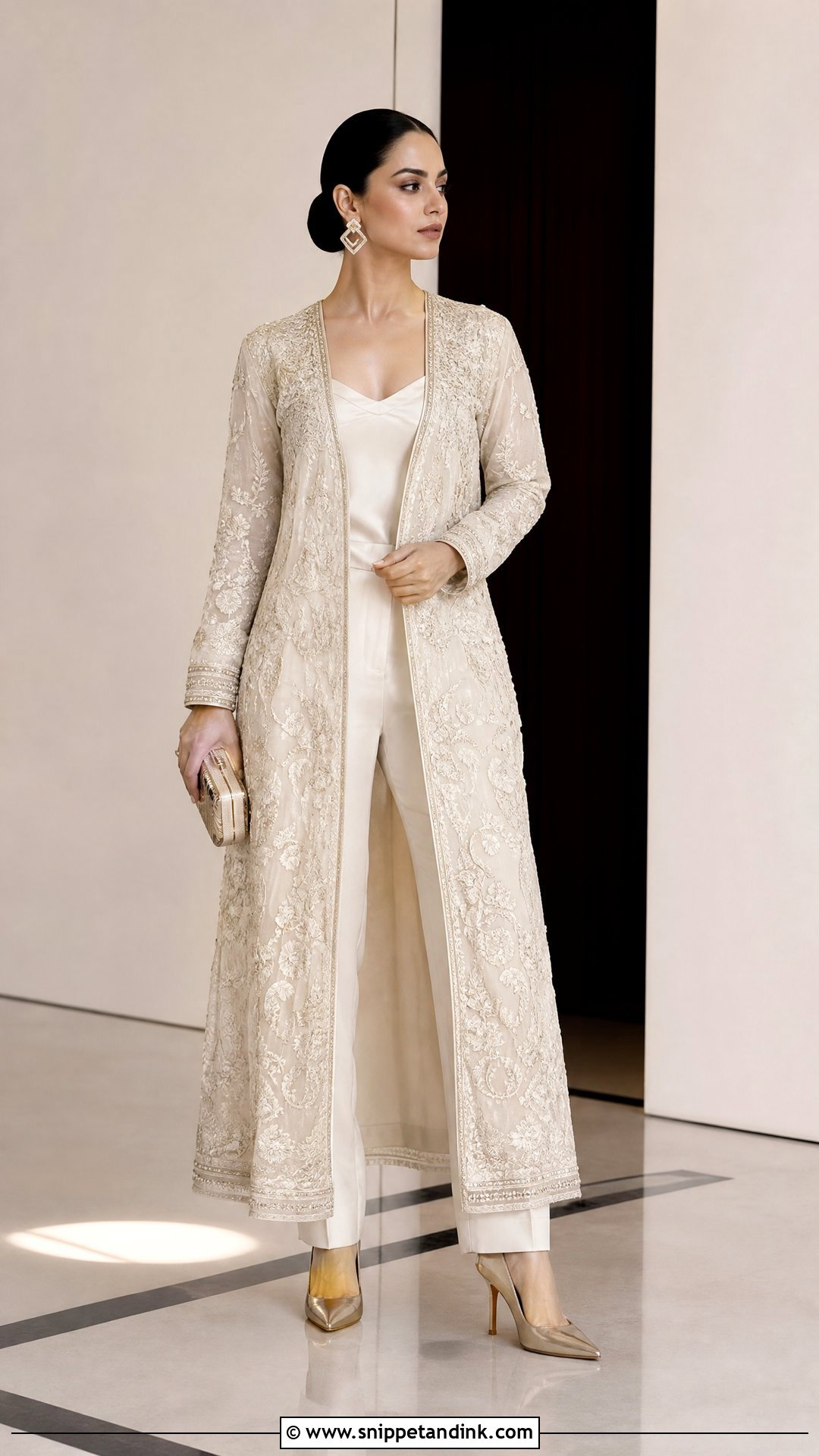 Pakistani Jacket Gown With Straight Pants - Snippet and Ink - 20 Pakistani Gown Ideas