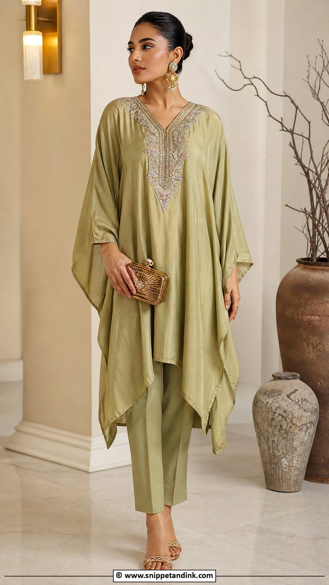 Pakistani Kaftan Dress With Trousers - Snippet and Ink - 35 Beautiful Pakistani Dresses