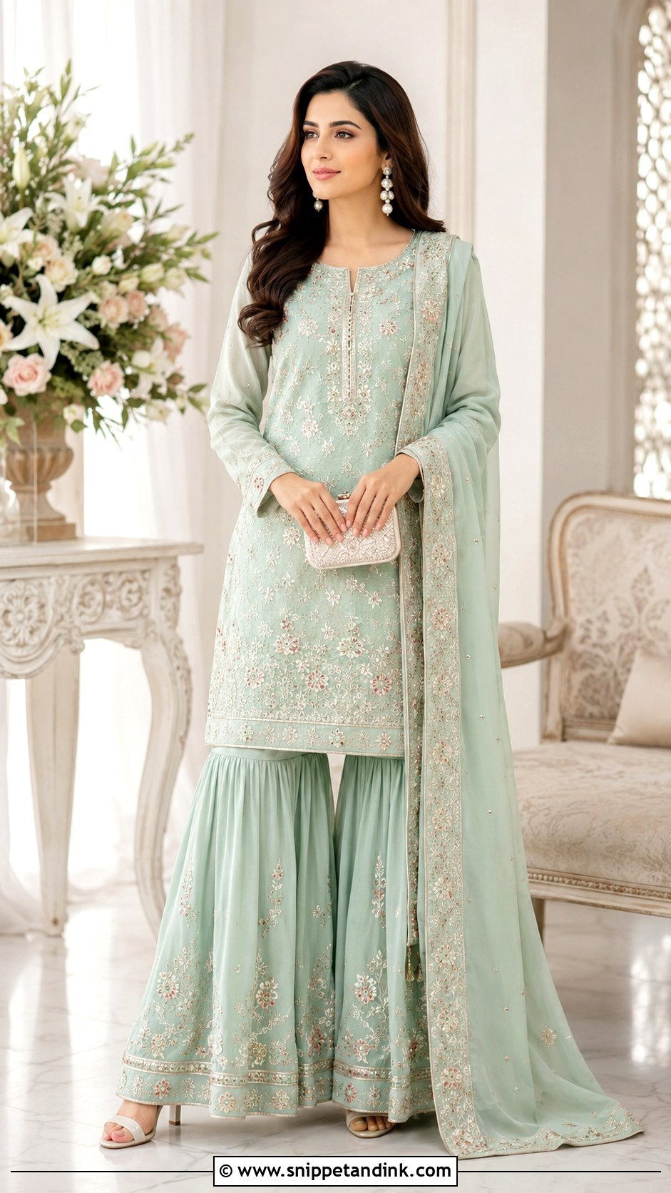 Pakistani Kurta With Sharara - Snippet and Ink - 25 Pakistan Wedding Dress Ideas