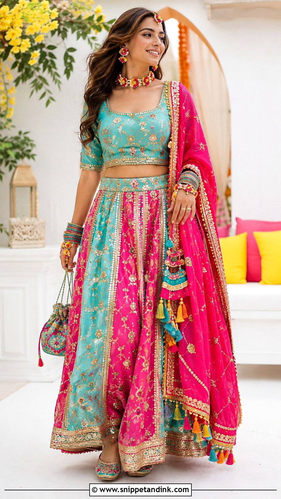 Pakistani Lehenga Choli For Mehndi - Snippet and Ink - 25 Pakistan Wedding Dress Ideas