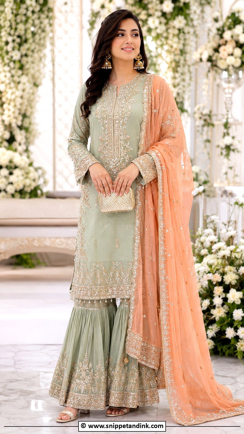 Pakistani Long Shirt With Gharara For Sister - Snippet and Ink - 25 Pakistani Wedding Outfits Sisters Ideas