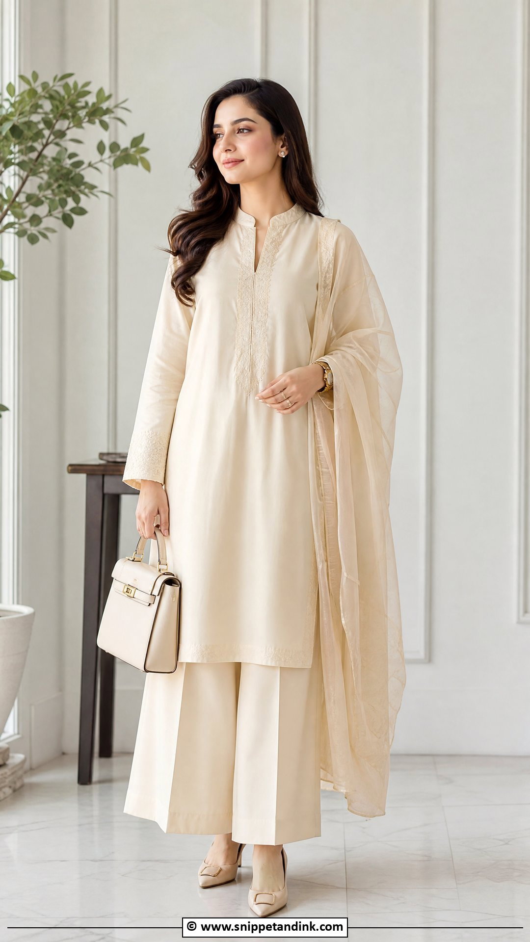 Pakistani Long Shirt With Wide Leg Pants - Snippet and Ink - 35 Beautiful Pakistani Dresses