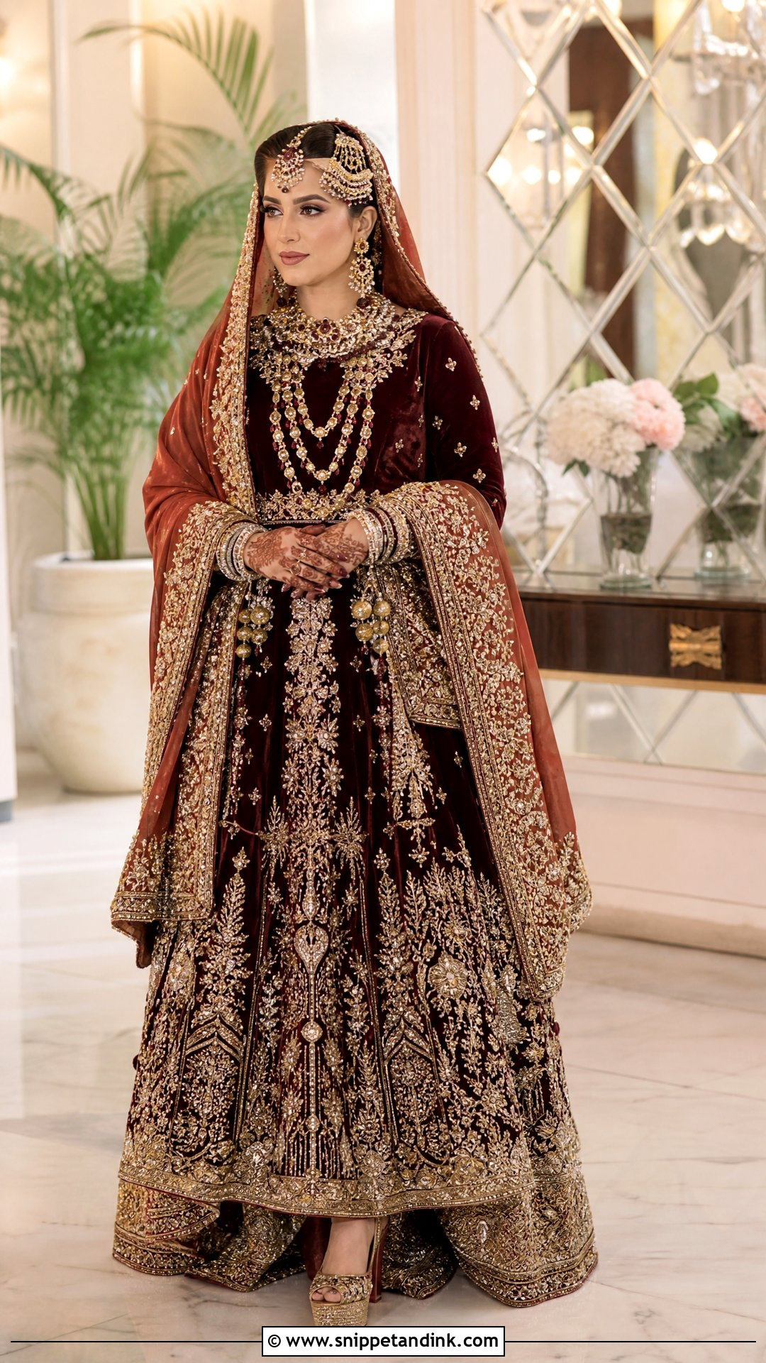 Pakistani Maroon Bridal Lehenga - Snippet and Ink - 20 Wedding Dresses in Pakistan