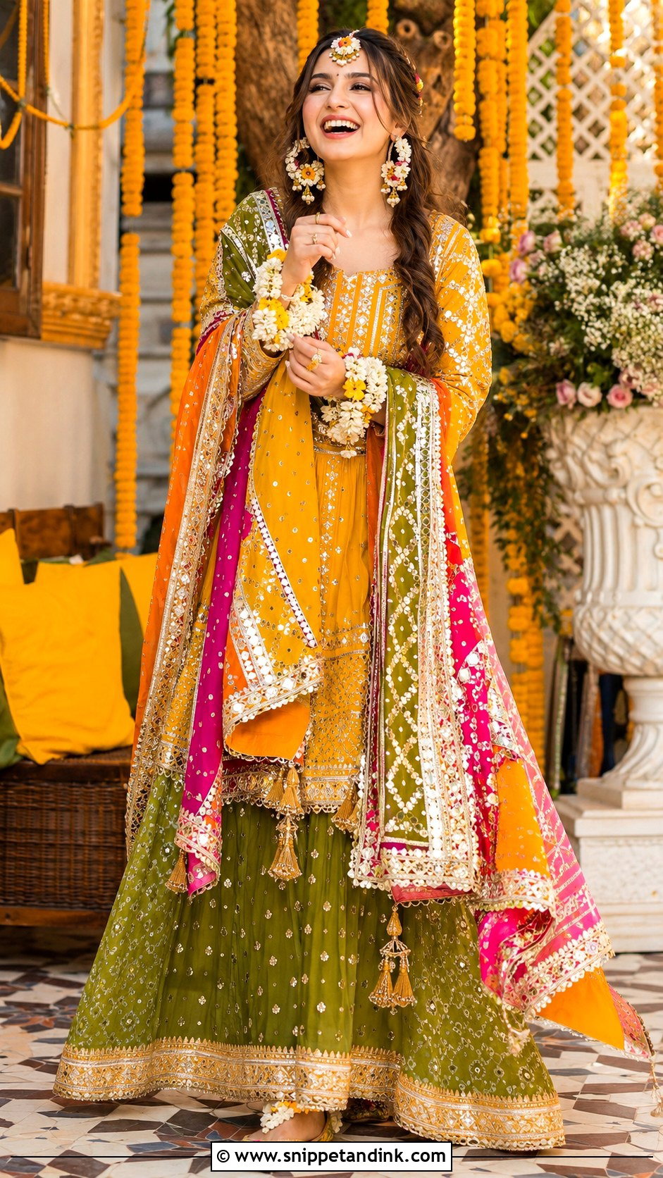 Pakistani Mehndi Bridal Lehenga - Snippet and Ink - 25 Pakistani Bride Dress Ideas