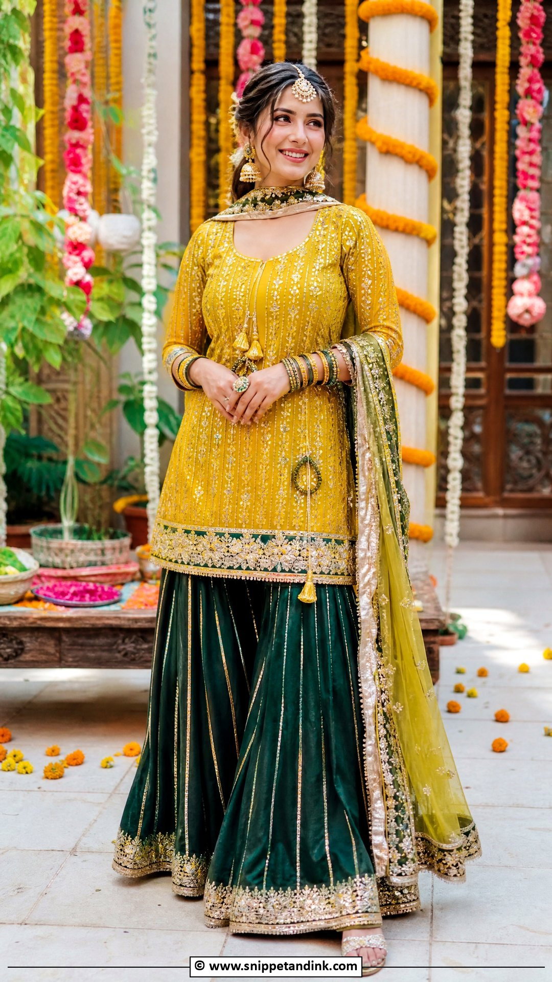 Pakistani Mehndi Gharara Suit - Snippet and Ink - 35 Mehndi Dress Ideas