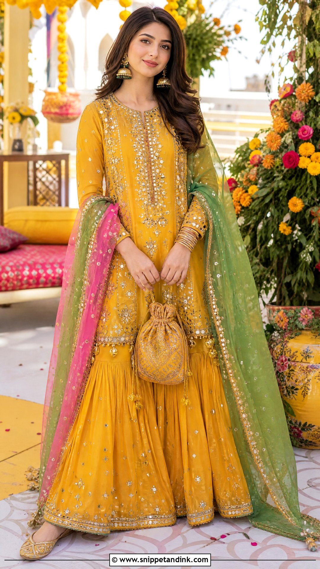 Pakistani Mehndi Yellow Sharara Outfit - Snippet and Ink - 20 Pakistan Wedding Dress Sister Ideas