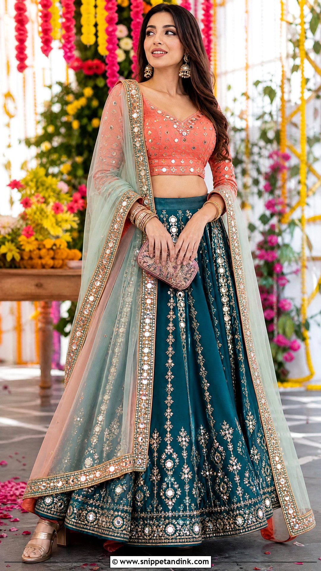 Pakistani Mirror Work Lehenga Choli - Snippet and Ink - 20 Pakistani Wedding Wear for Sister Ideas