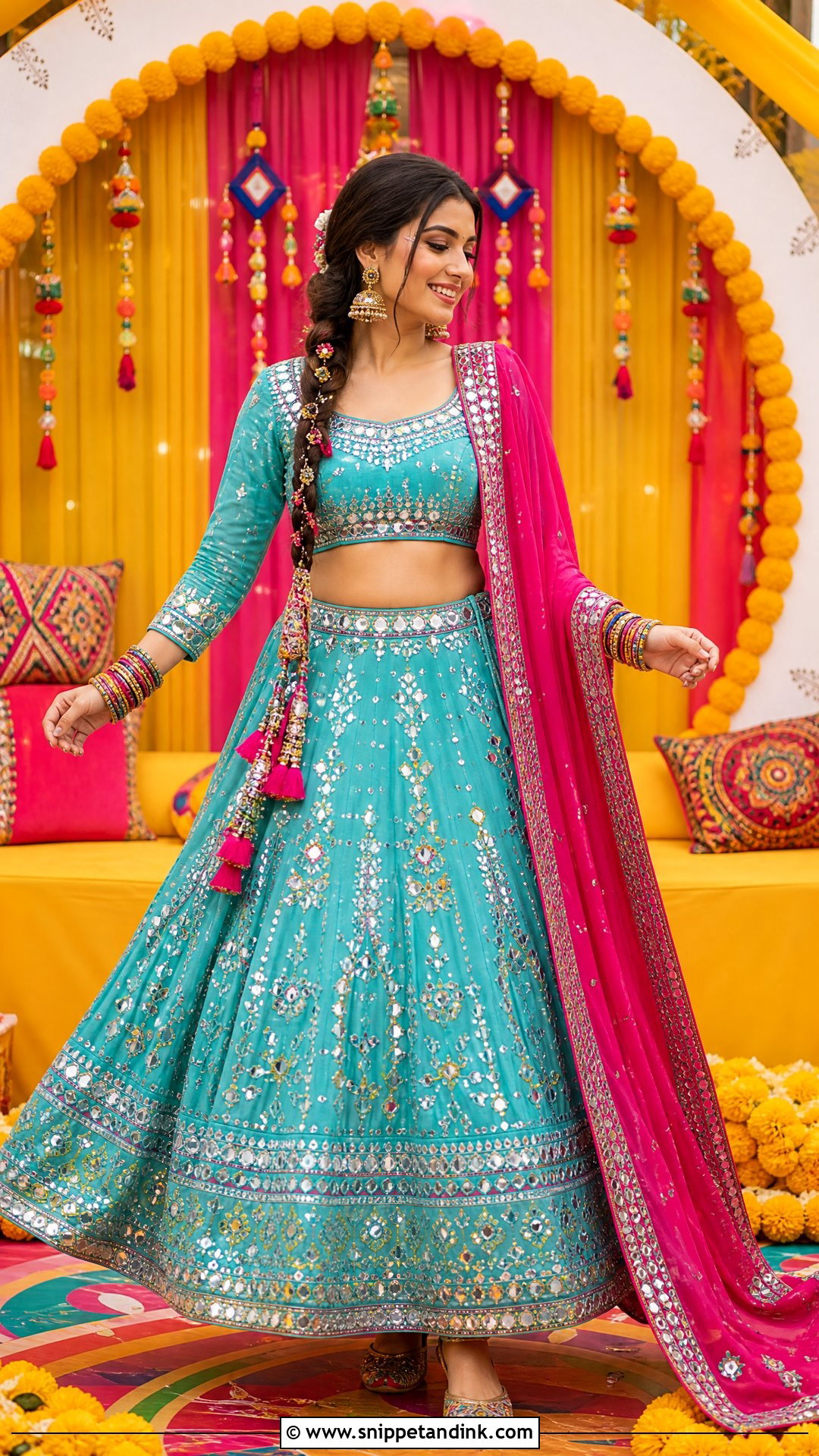 Pakistani Mirror Work Mehndi Dress - Snippet and Ink - 25 Pakistani Wedding Dresses Ideas