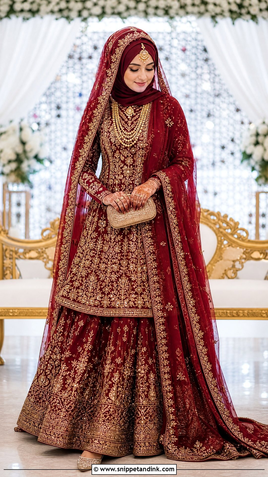 Pakistani Muslim Bridal Dress With Hijab - Snippet and Ink - 25 Muslim Wedding Dress Hijab Bride Ideas