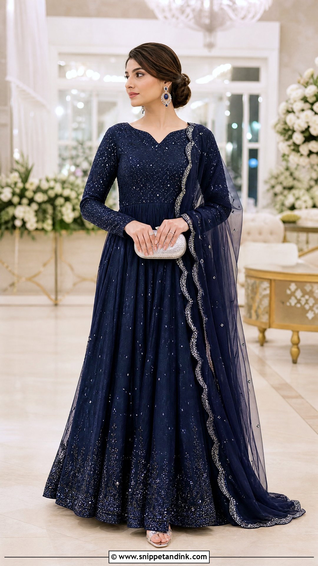 Pakistani Navy Blue Pishwas Outfit - Snippet and Ink - 20 Pakistan Wedding Dress Sister Ideas