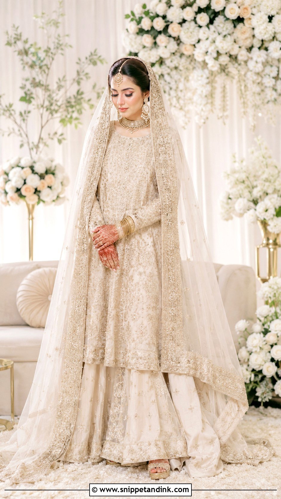 Pakistani Nikah Outfit With Dupatta Veil - Snippet and Ink - 25 Nikah Outfit Muslim Pakistani Bridal Ideas