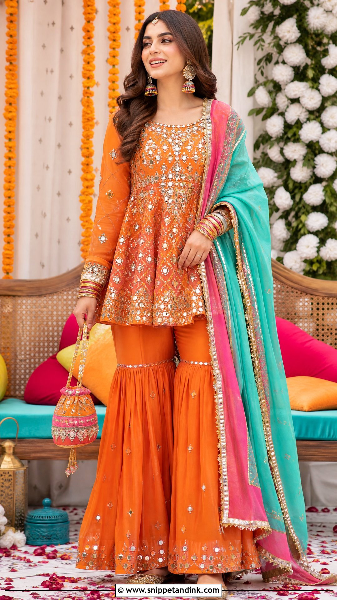 Pakistani Orange Peplum Sharara Outfit - Snippet and Ink - 20 Pakistan Wedding Dress Sister Ideas