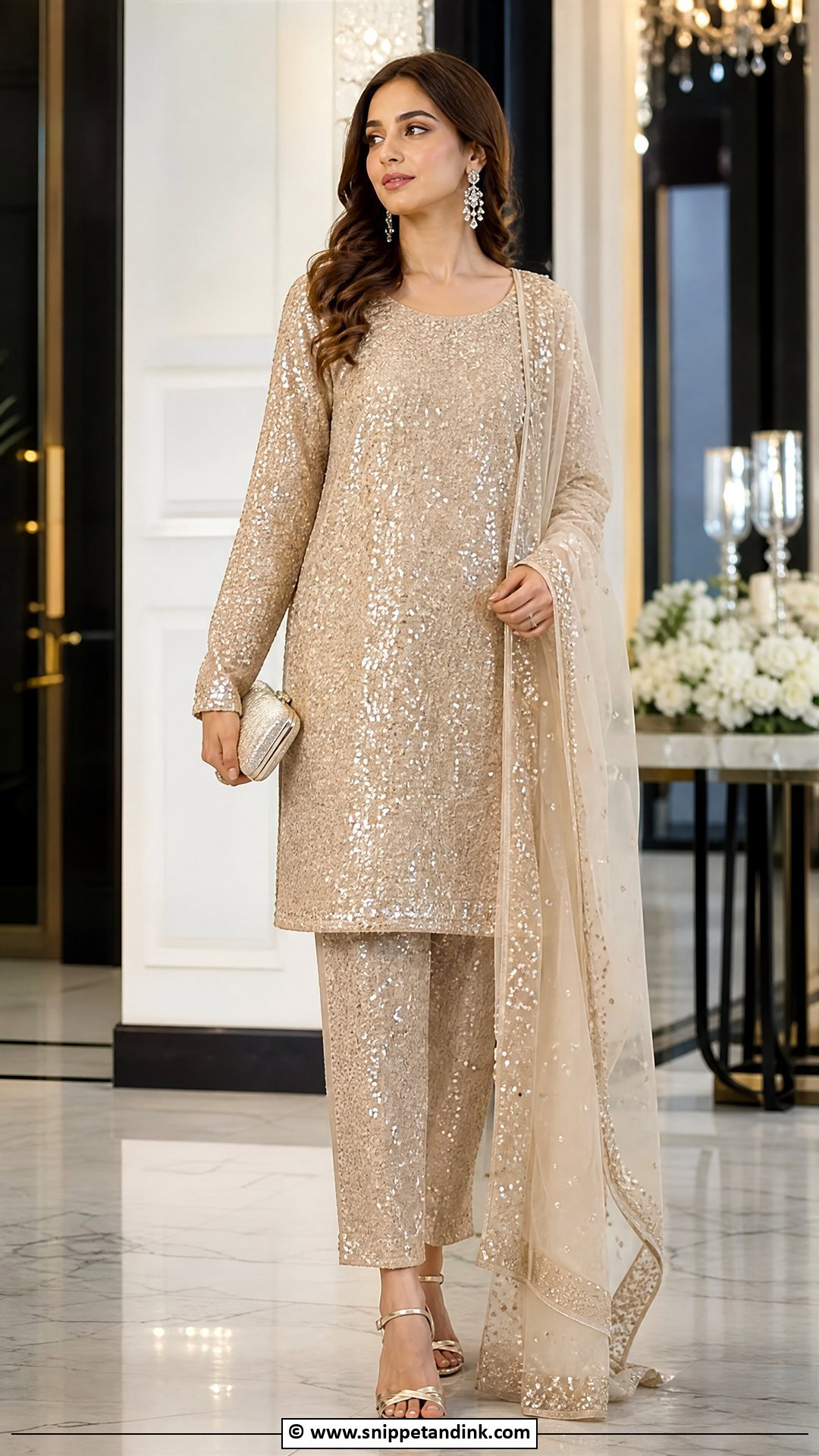 Pakistani Party Wear Suit With Sequins - Snippet and Ink - 35 Beautiful Pakistani Dresses