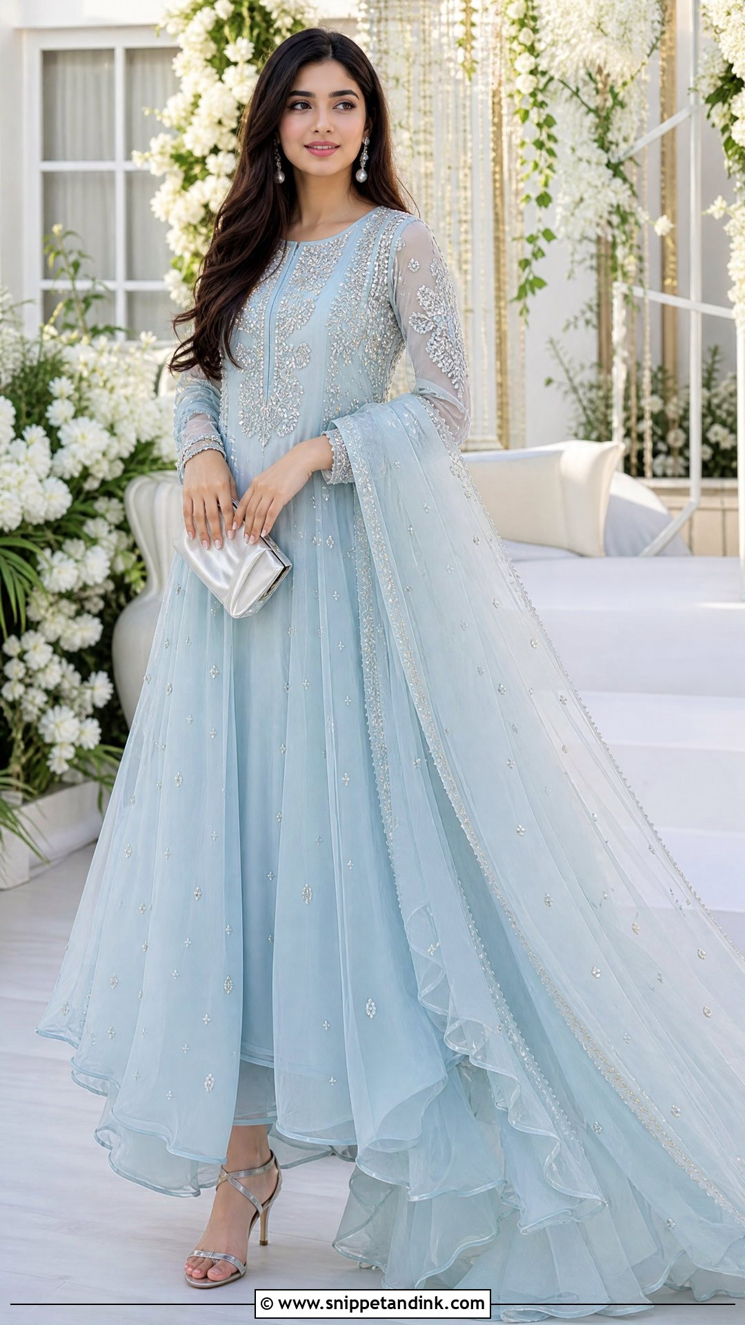 Pakistani Pastel Organza Gown With Pearls - Snippet and Ink - 20 Pakistani Gown Ideas