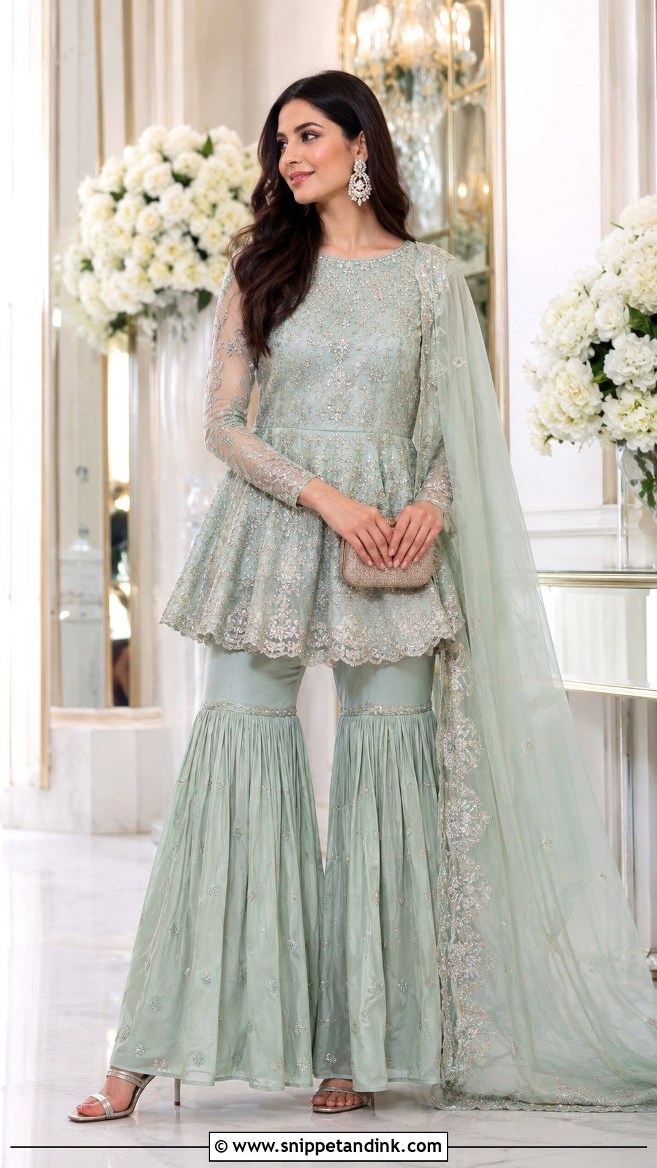 Pakistani Peplum With Sharara Dress - Snippet and Ink - 25 Pakistani Party Wear Wedding Dresses