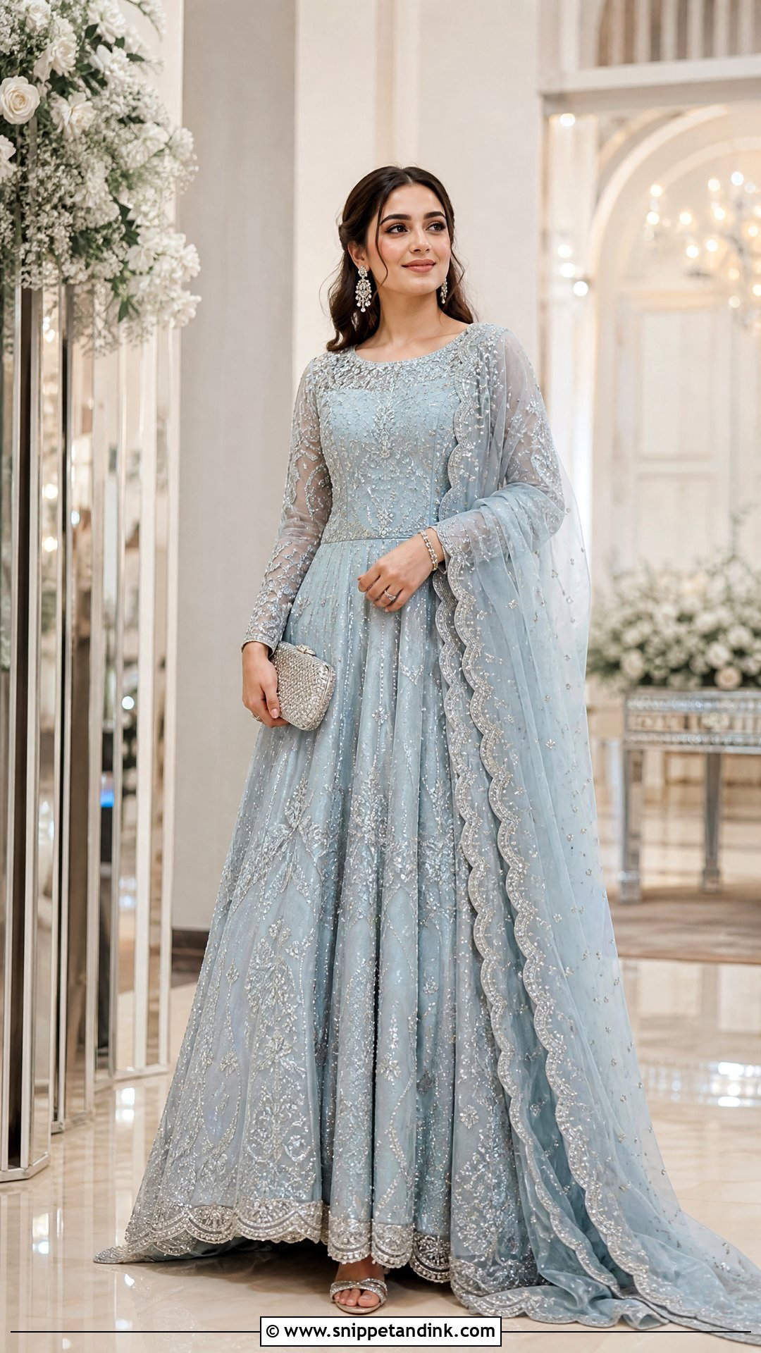 Pakistani Powder Blue Walima Dress - Snippet and Ink - 20 Wedding Dresses in Pakistan