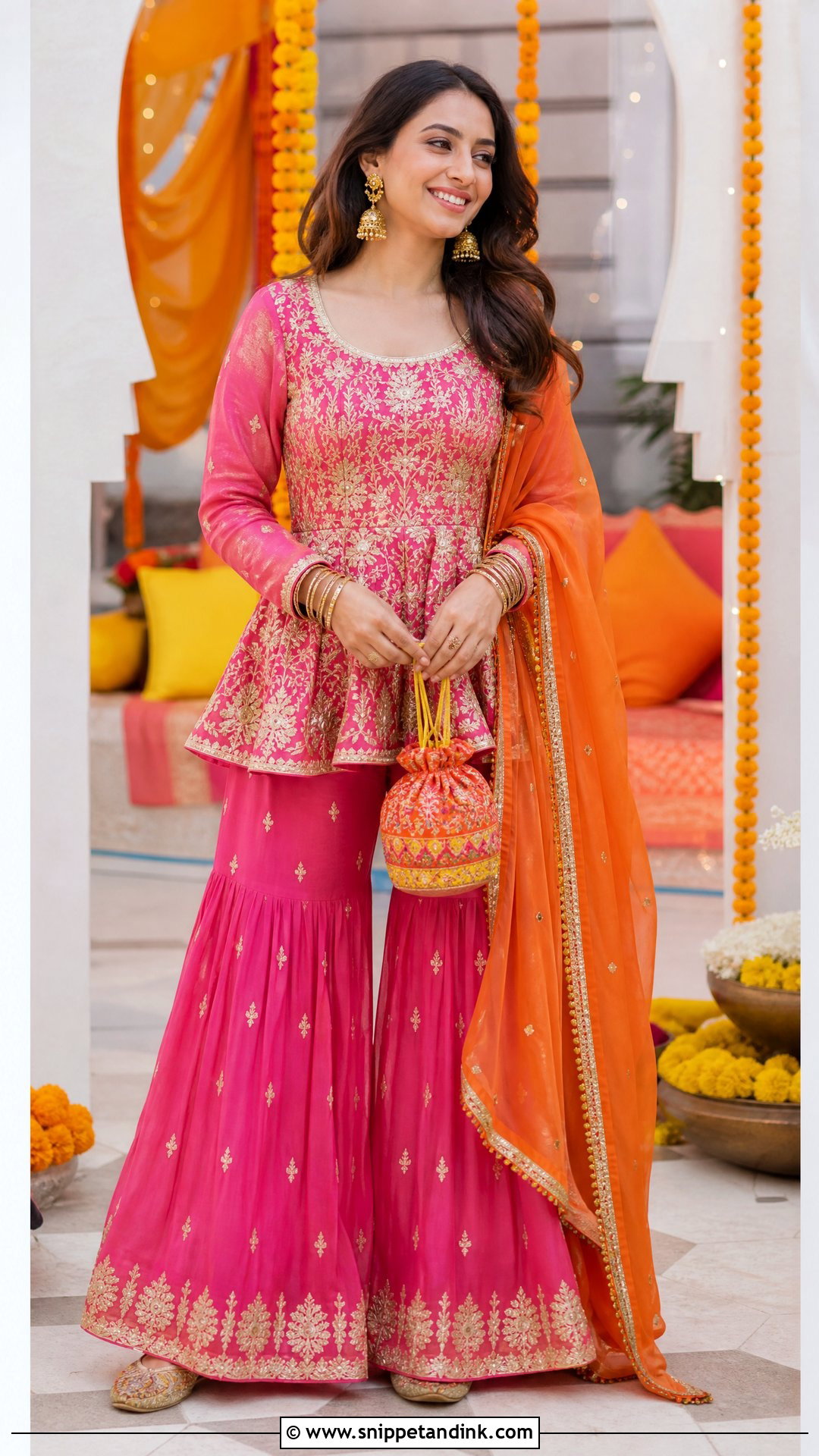 Pakistani Rani Pink Peplum With Sharara - Snippet and Ink - 20 Pakistani Wedding Wear for Sister Ideas