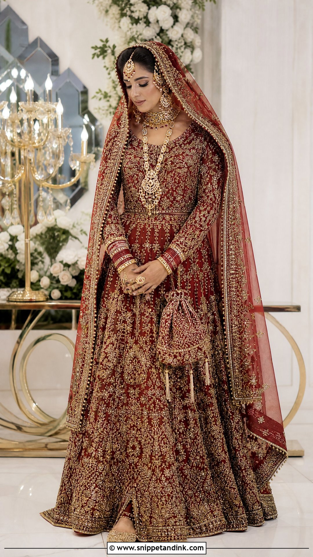 Pakistani Red Bridal Dress With Antique Gold Work - Snippet and Ink - 20 Red Bridal Dress Pakistani Pakistan Ideas