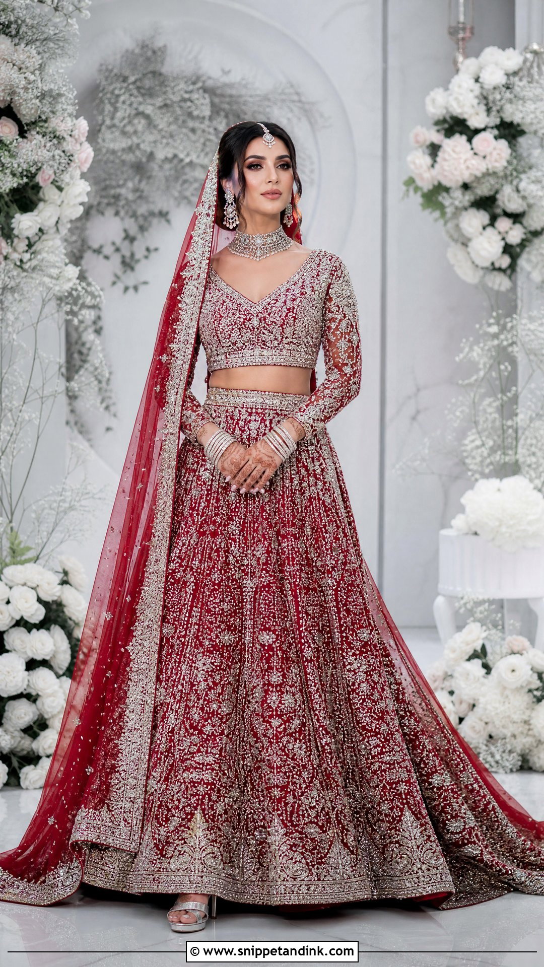Pakistani Red Bridal Dress With Silver Work - Snippet and Ink - 20 Red Bridal Dress Pakistani Pakistan Ideas