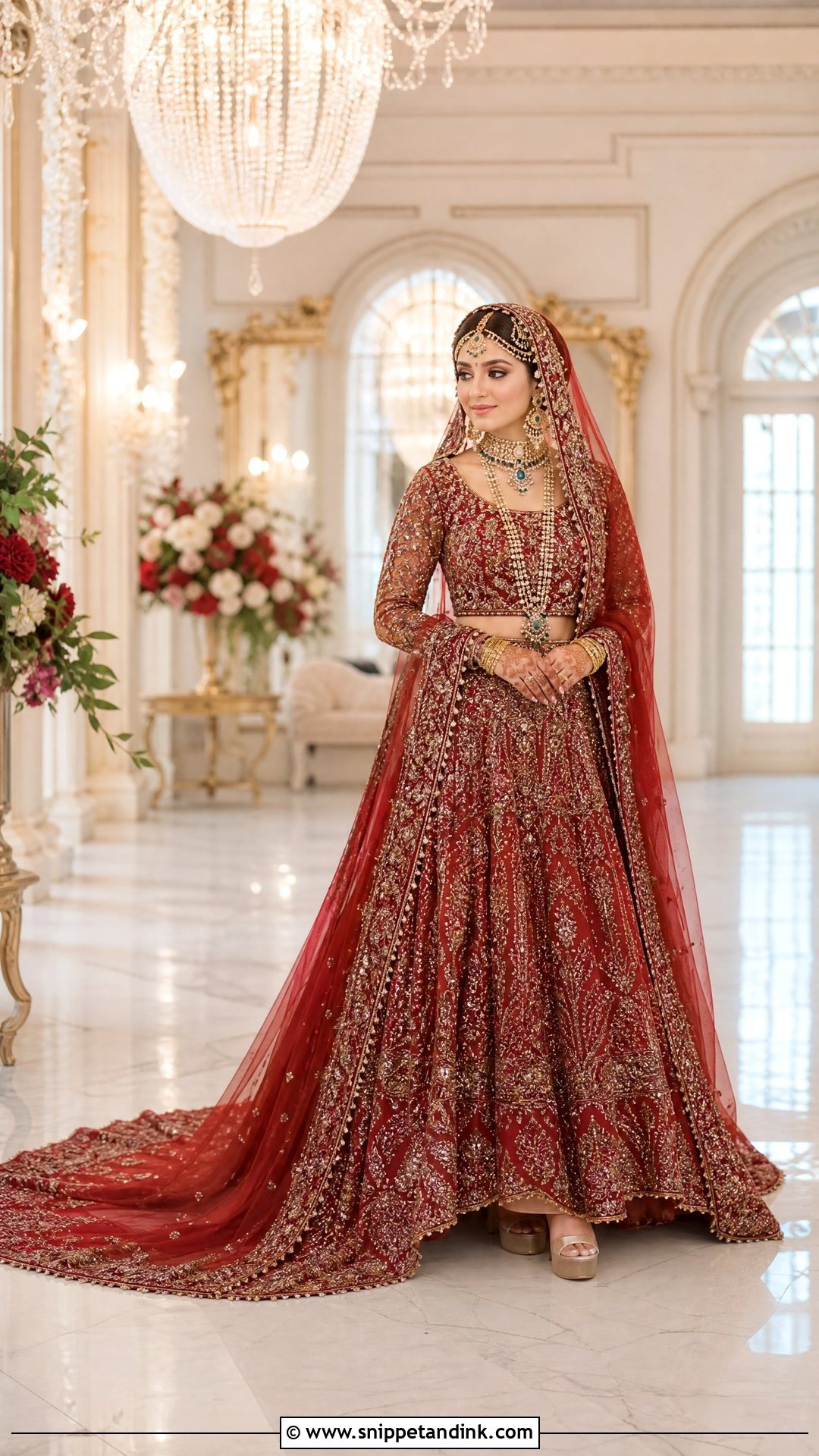 Pakistani Red Bridal Lehenga With Train - Snippet and Ink - 20 Red Bridal Dress Pakistani Pakistan Ideas