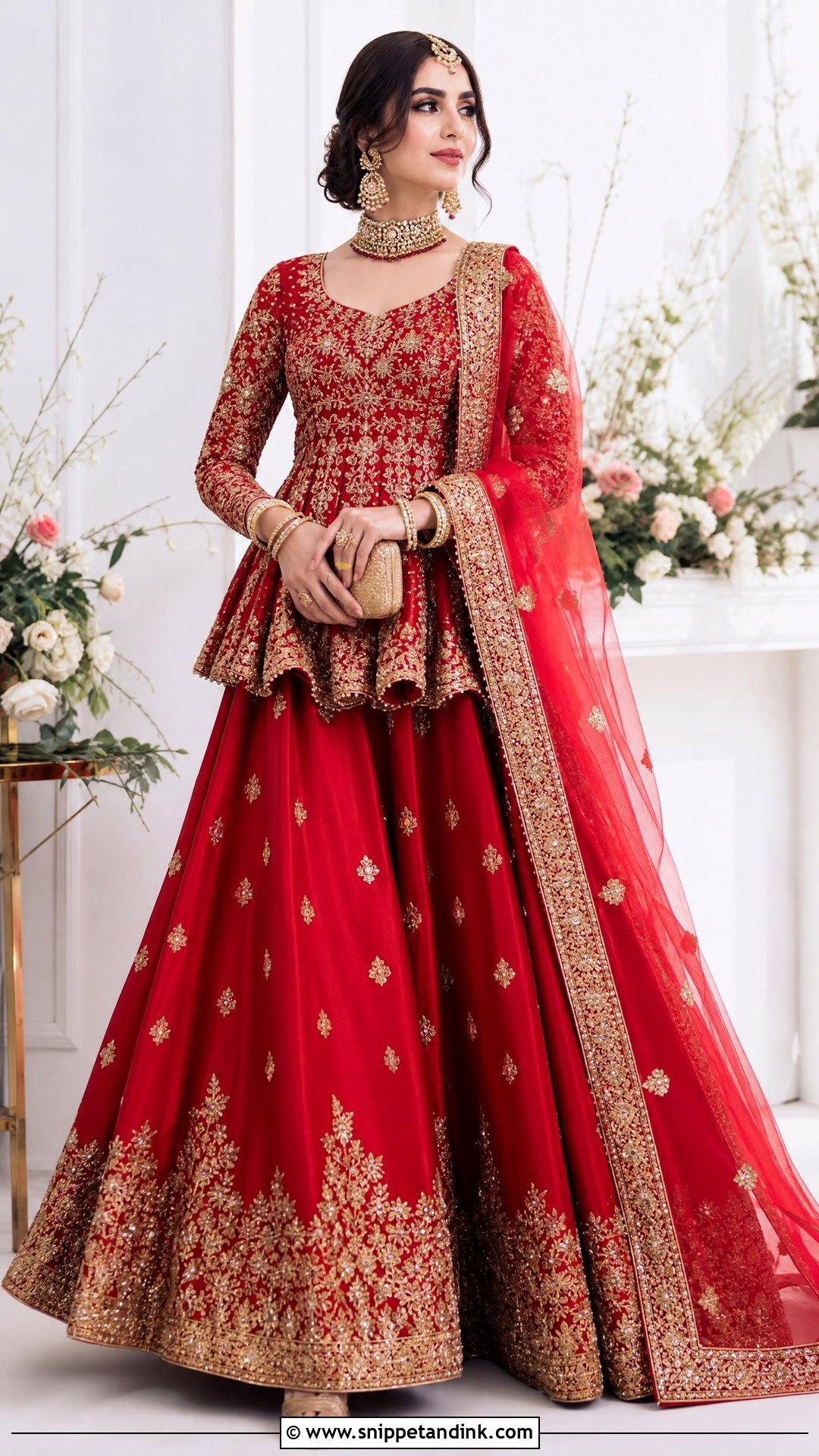 Pakistani Red Peplum Bridal Lehenga - Snippet and Ink - 20 Red Bridal Dress Pakistani Pakistan Ideas