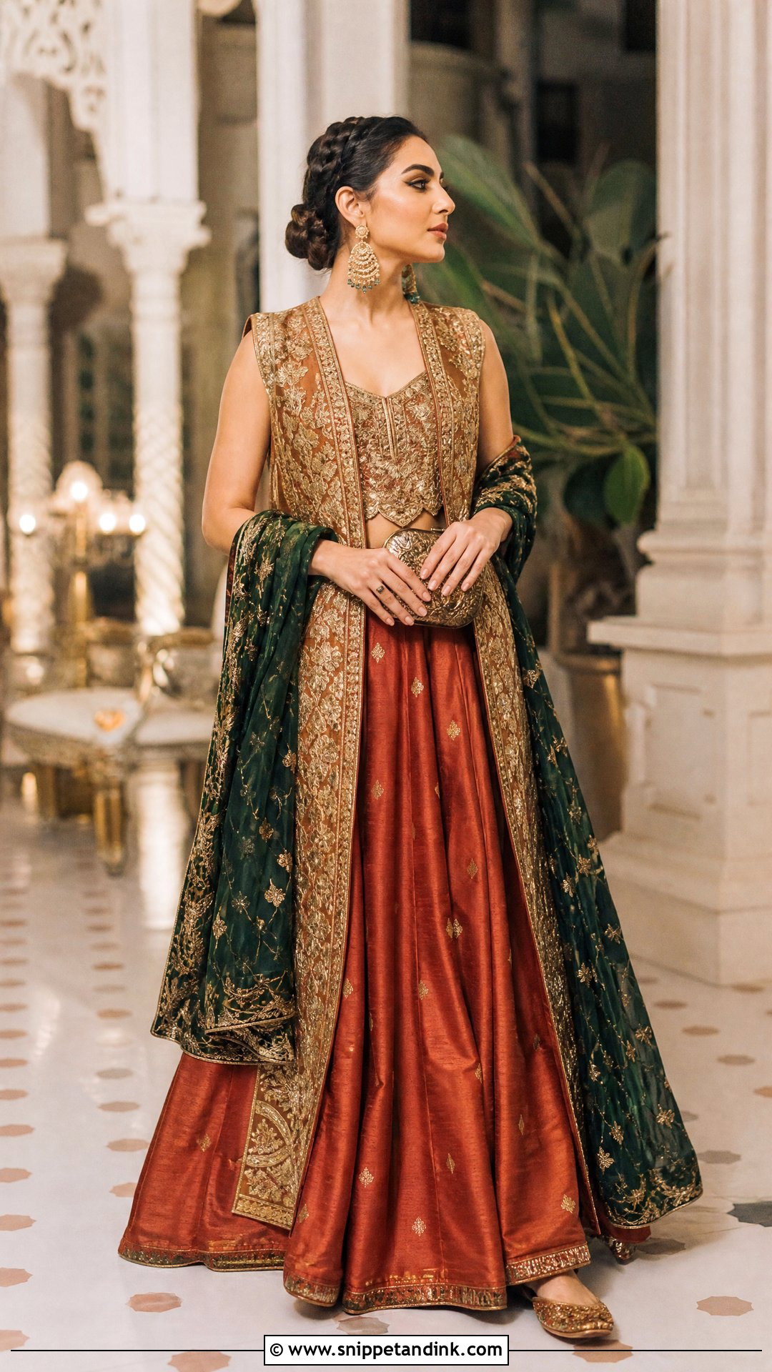 Pakistani Rust Raw Silk Lehenga Outfit - Snippet and Ink - 20 Pakistan Wedding Dress Sister Ideas