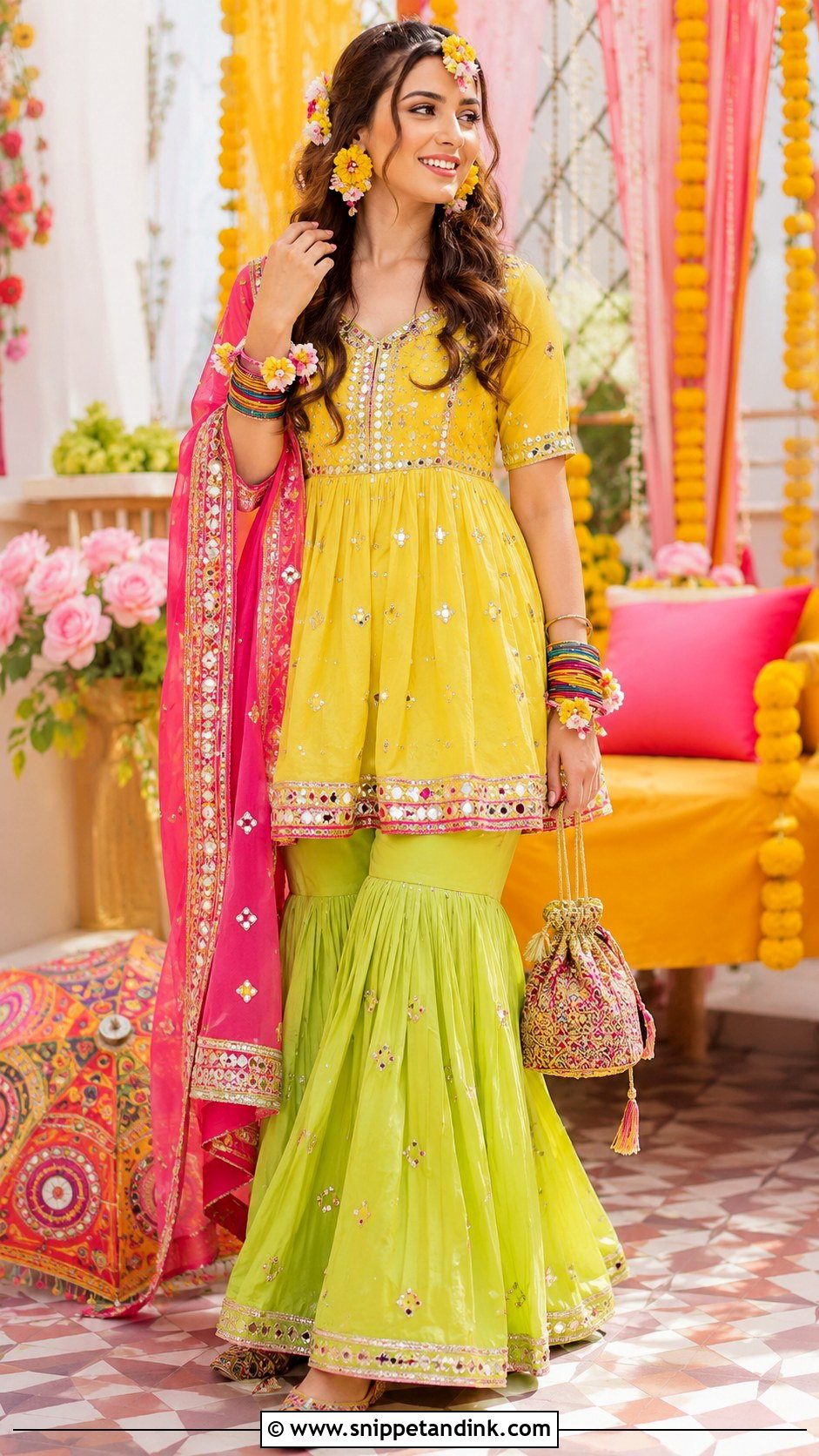 Pakistani Sharara Dress For Mehndi - Snippet and Ink - 25 Pakistan Wedding Dress Ideas