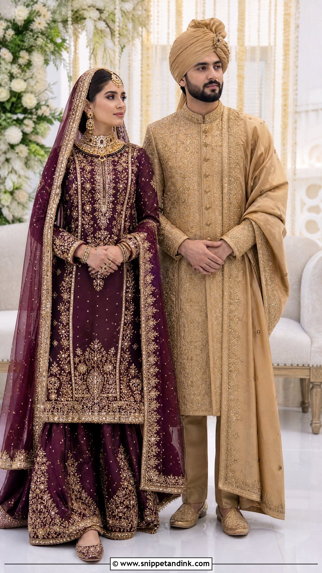 Pakistani Sharara and Sherwani Traditional Wedding Attire - Snippet and Ink - 20 Traditional Wedding Attire for Couples Ideas