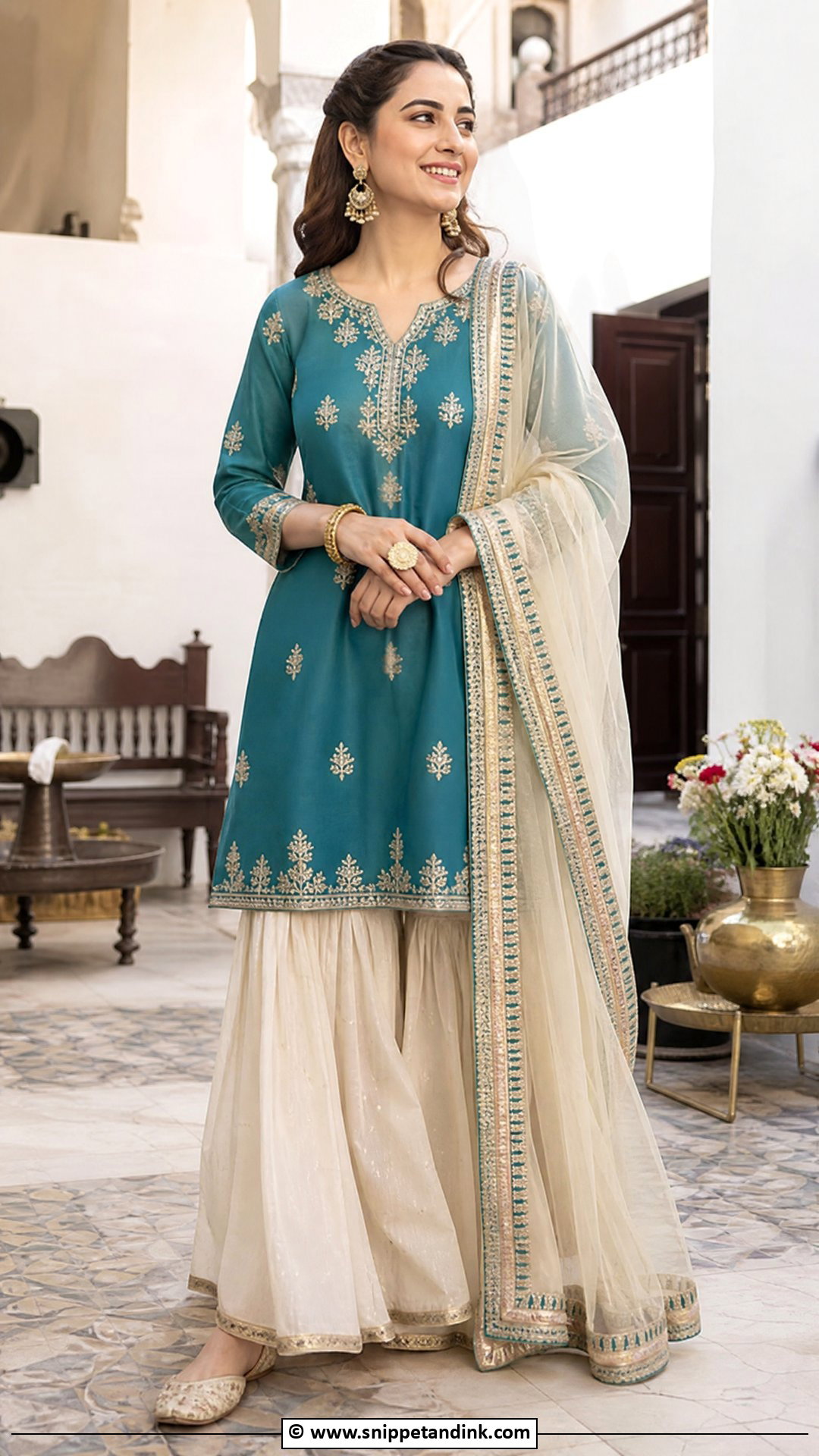 Pakistani Short Kurti With Farshi Shalwar - Snippet and Ink - 35 Beautiful Pakistani Dresses
