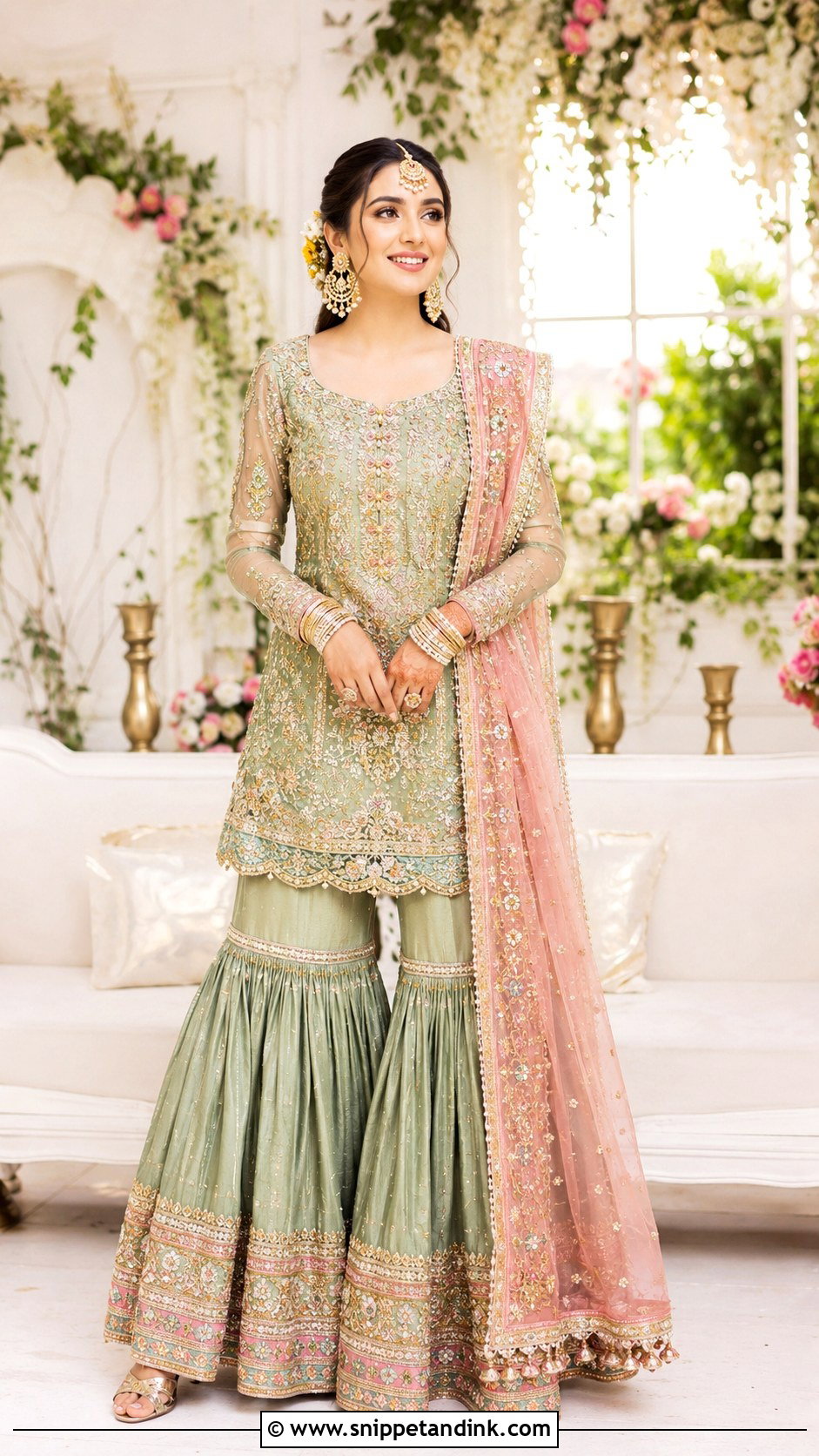 Pakistani Short Shirt With Gharara - Snippet and Ink - 30 Pakistani Dress Design for Wedding Ideas