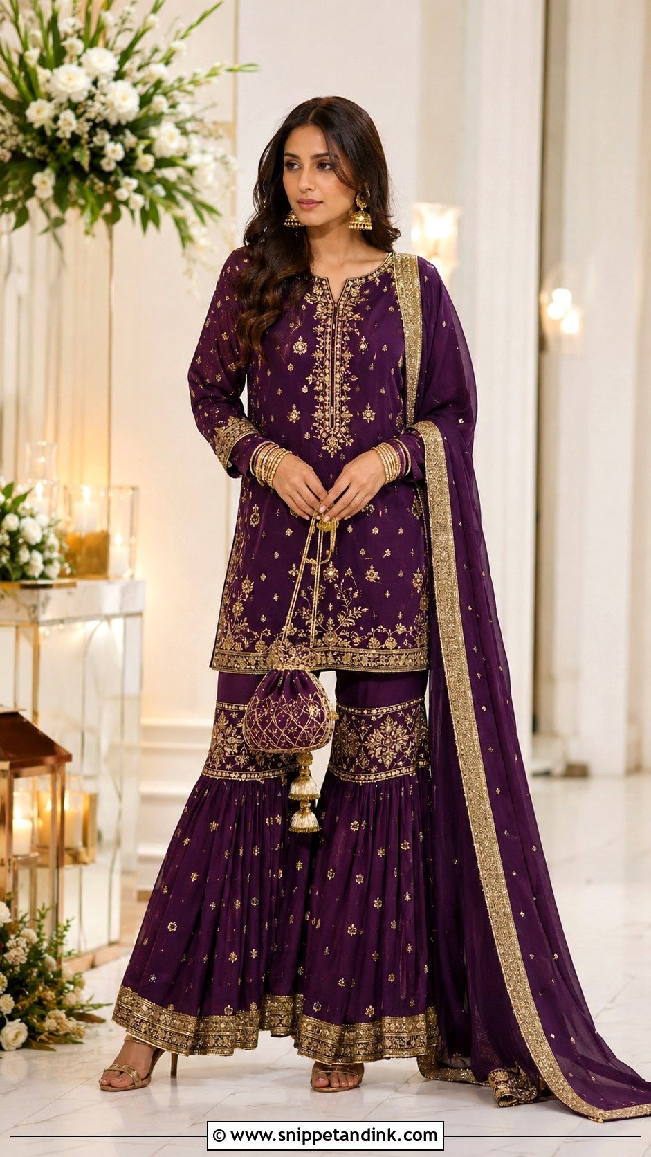 Pakistani Short Shirt With Gharara - Snippet and Ink - 25 Pakistani Party Wear Wedding Dresses