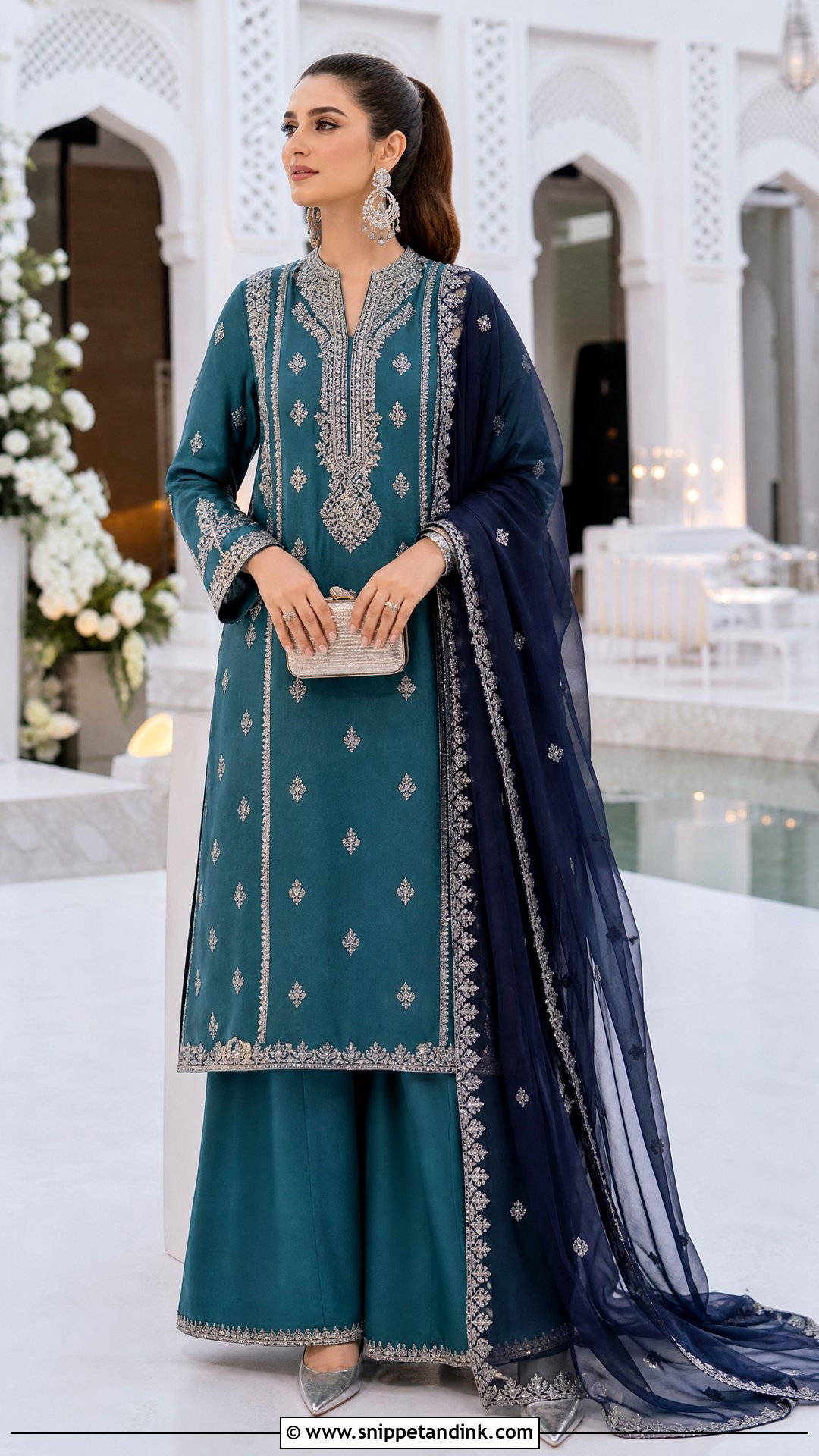 Pakistani Teal Straight Shirt Outfit - Snippet and Ink - 20 Pakistan Wedding Dress Sister Ideas