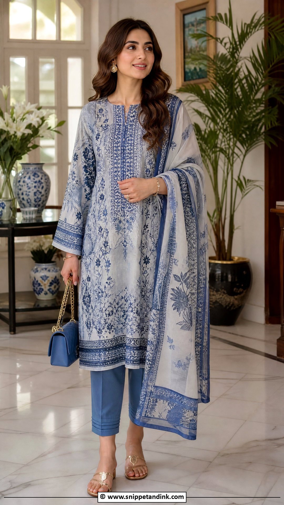 Pakistani Three Piece Suit With Chiffon Dupatta - Snippet and Ink - 35 Beautiful Pakistani Dresses