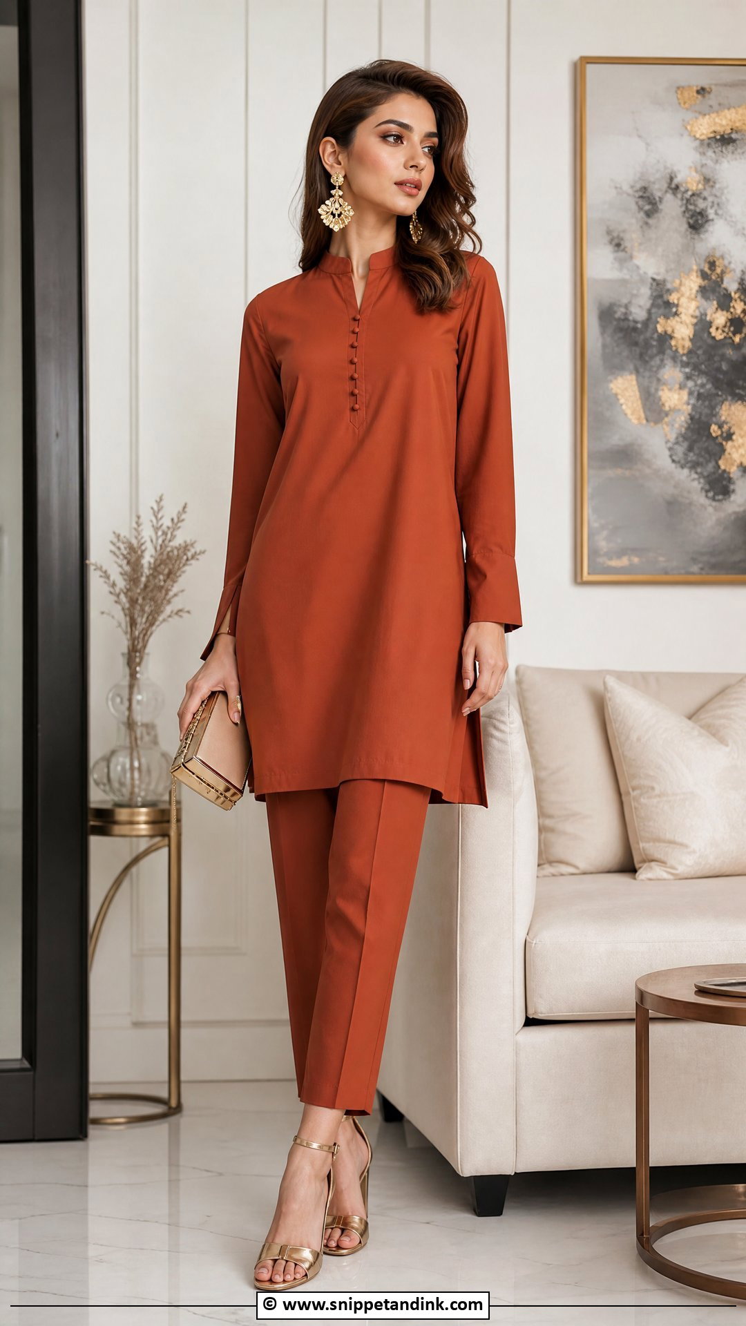 Pakistani Two Piece Suit With Statement Earrings - Snippet and Ink - 35 Beautiful Pakistani Dresses