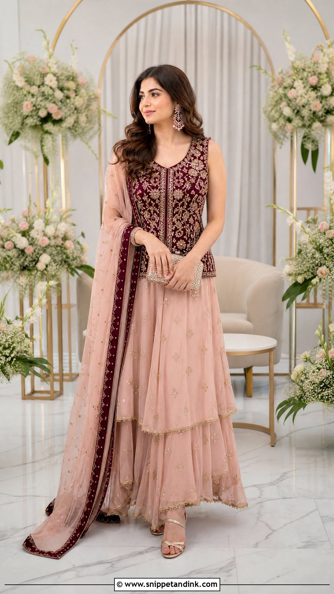 Pakistani Two Tone Gown With Layered Skirt - Snippet and Ink - 20 Pakistani Gown Ideas